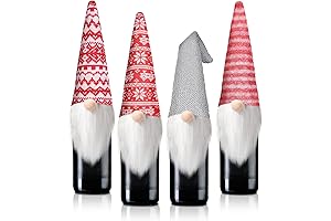 4 Pack Christmas Gnome Wine Bottle Covers Handmade