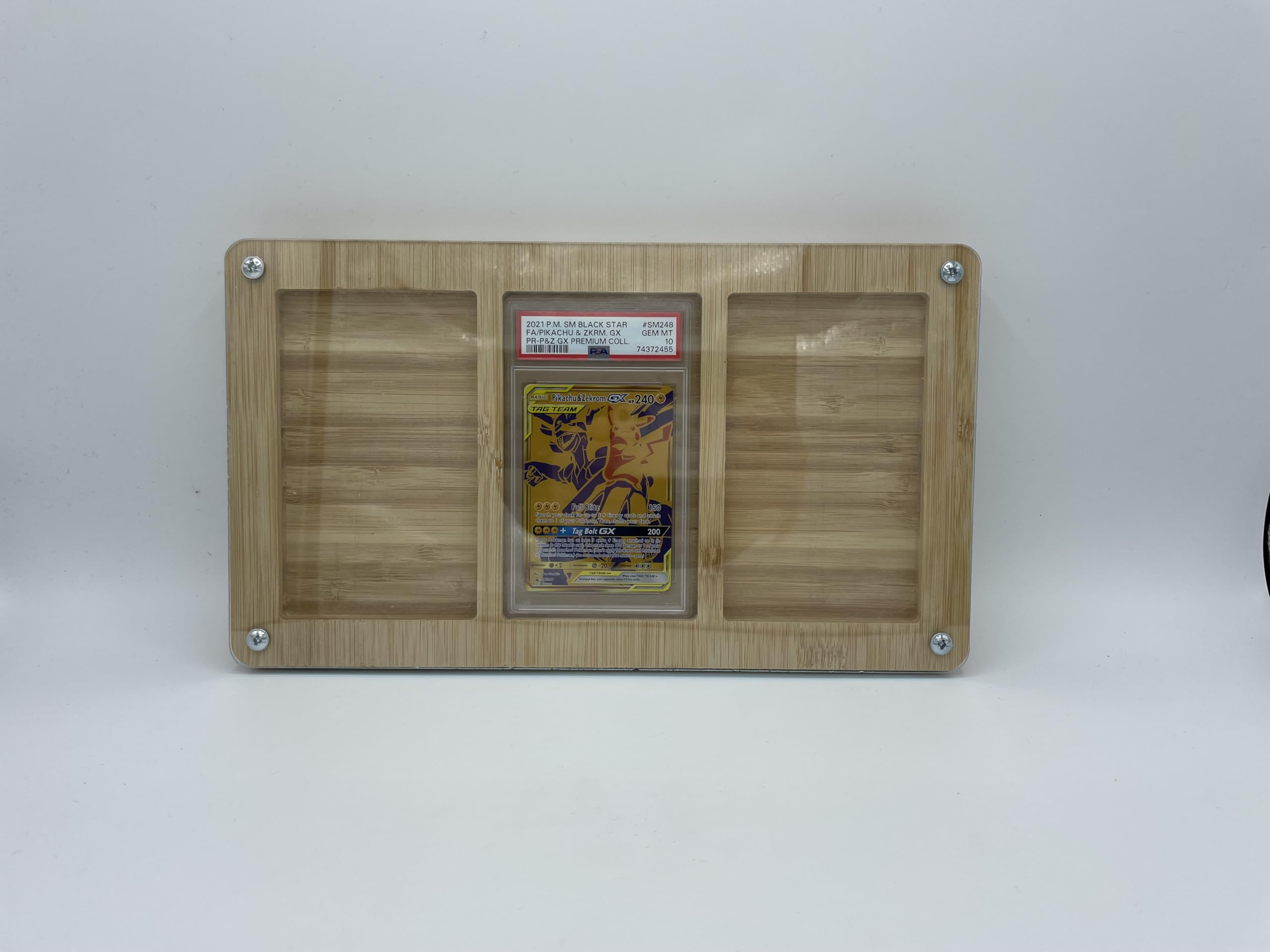 TCG Trading Card Games - Soporte de madera de bambú para 3 tarjetas coleccionables de grado PSA