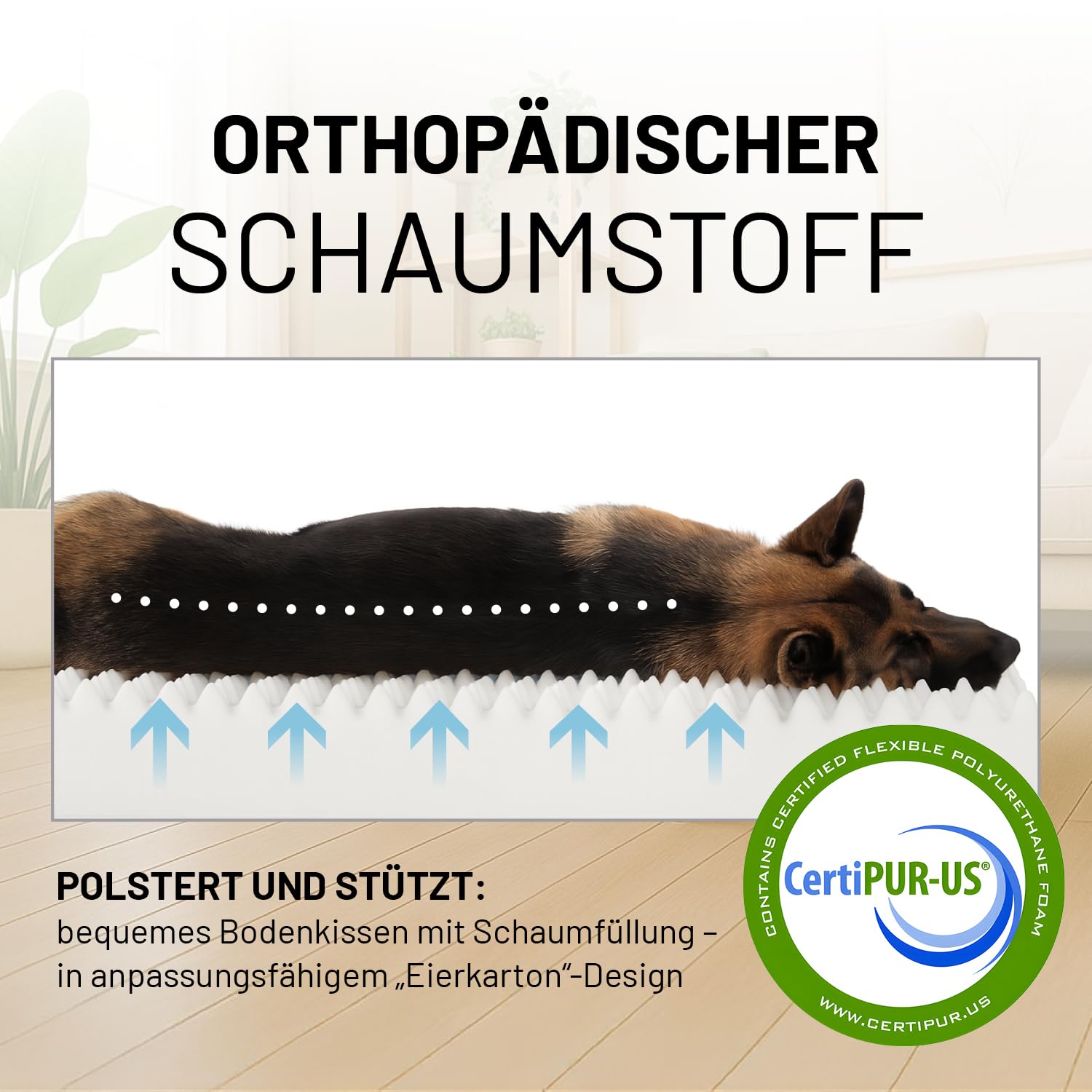 Lumaland orthopädisches Hundebett Outdoor & Indoor | ergonomisches Hundesofa 90x65 cm - ideal für mittelgroße Hunde | Boden rutschfest | Füllung und Bezug waschbar | Hundekörbchen wasserfest