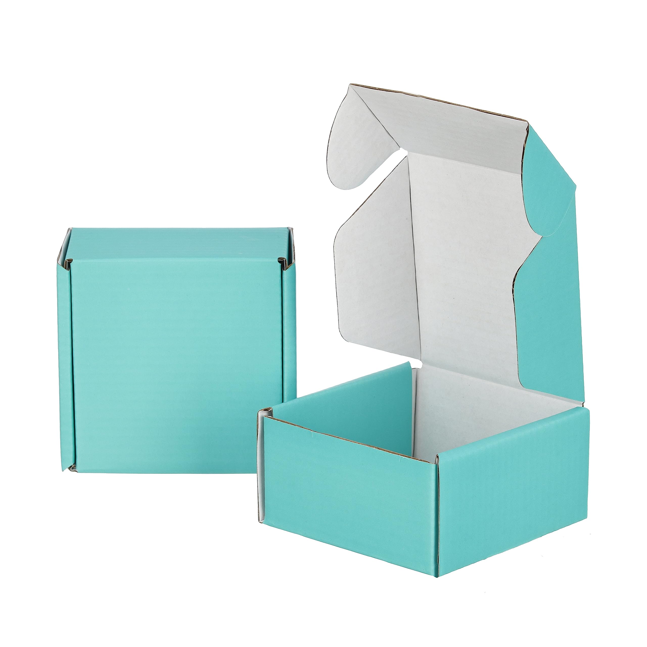 Photo 1 of ***FACTORY SEALED ***GHEIR 100 Pack 4x4x2 inches Small Shipping Boxes Teal, Corrugated Cardboard Boxes for Mailing Packing