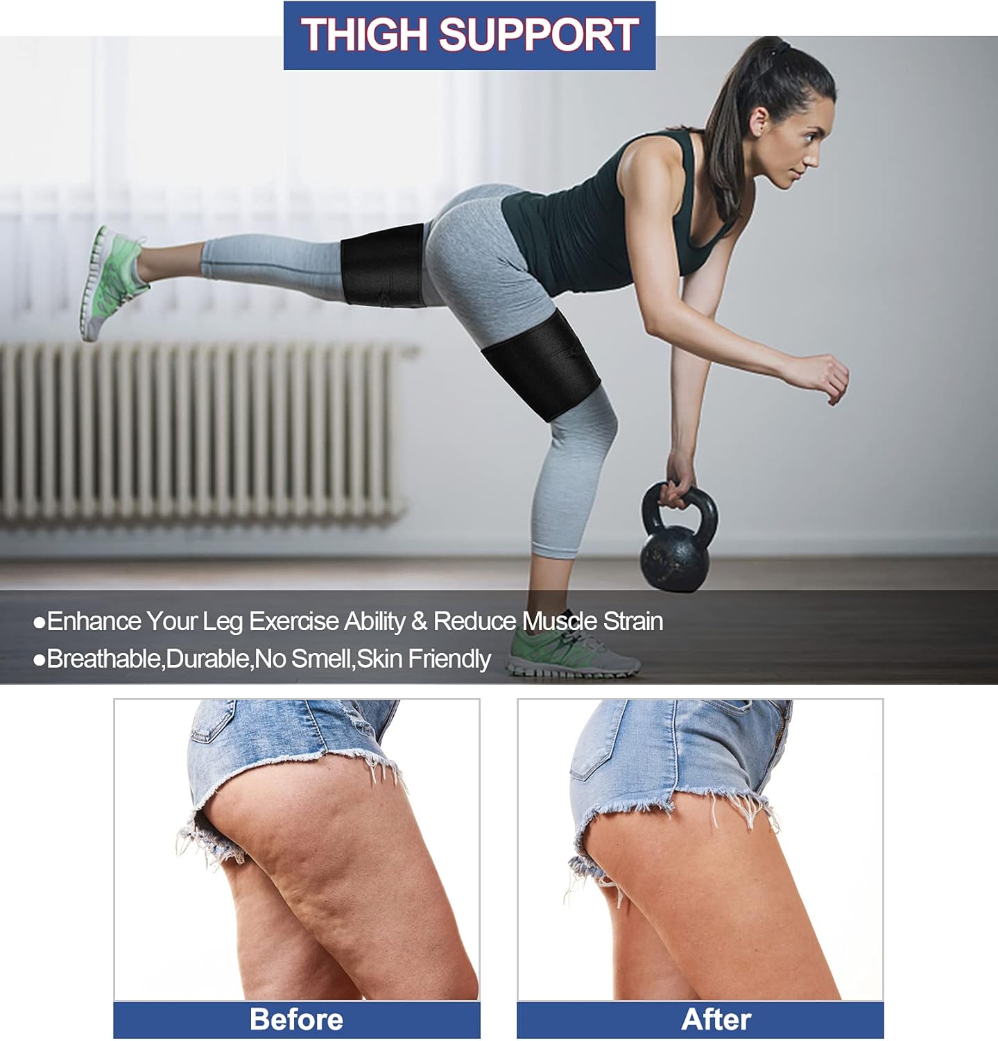 MOLUTAN Premium Thigh Trimmers for Men & Women - Body Wrap Sauna Waist Trainer for Your Legs (Black) : Sports & Outdoors