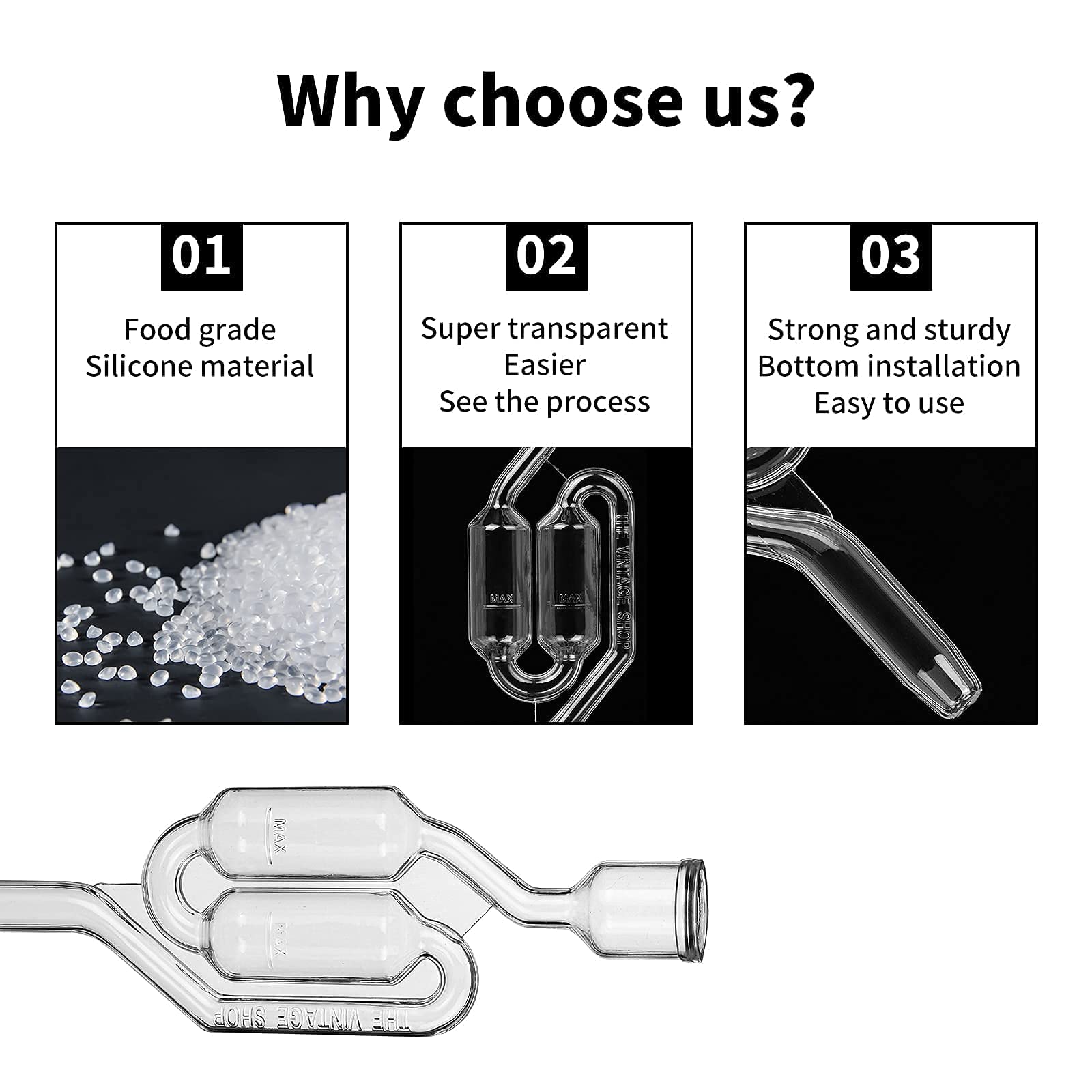 Bubble Airlock Set, 4 Airlocks for Fermenting, 4 Drilling 6 Stoppers