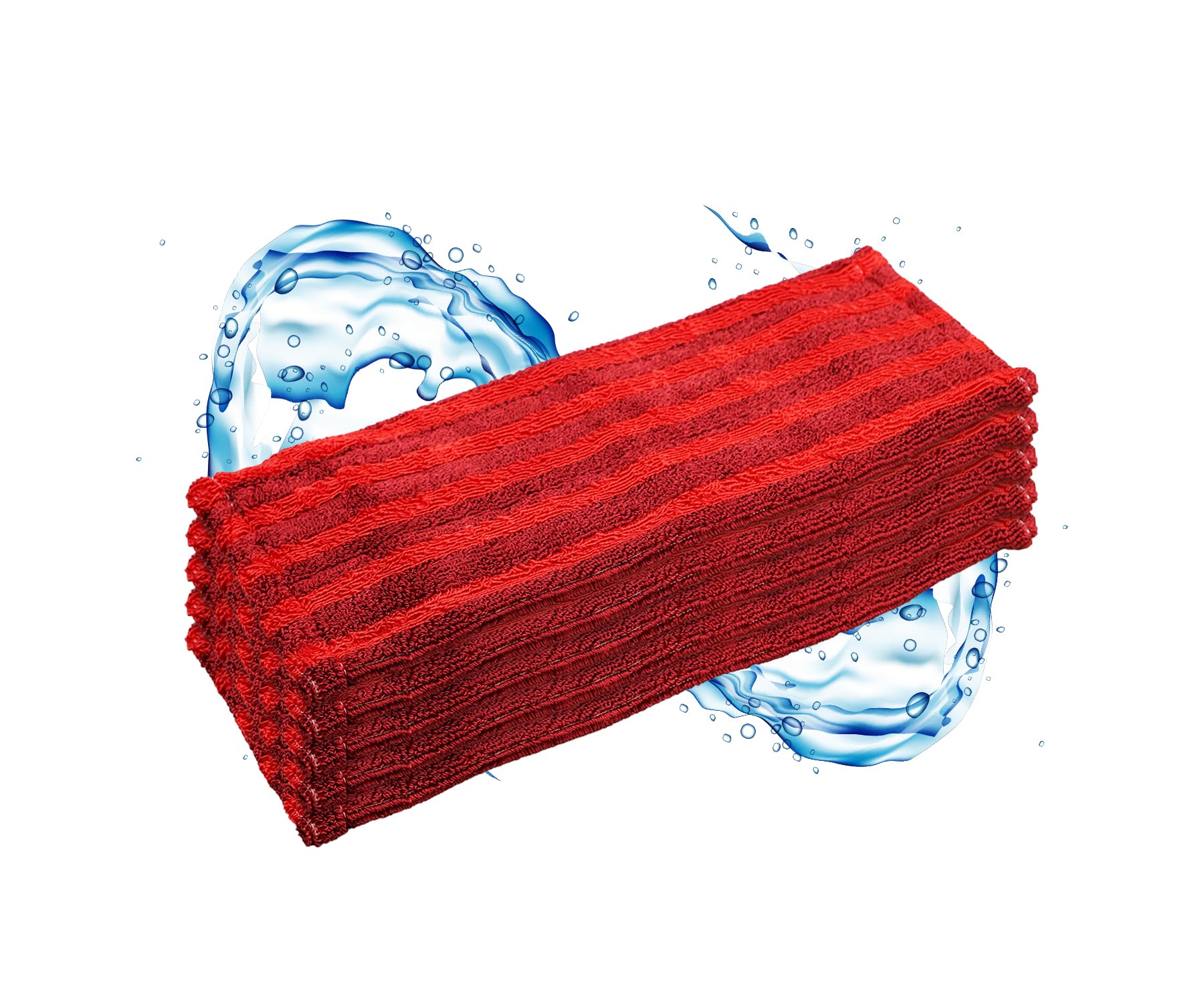 Wischmoppbezug Ersatzbezug 40 cm – Mikrofaser – Gestrickt Moppbezug für Bodenwischer & Klapphalter – Wischmopp Bezug Set 5er – Waschbar bis 90°C – Für Parkett Laminat Fliesen – Rot