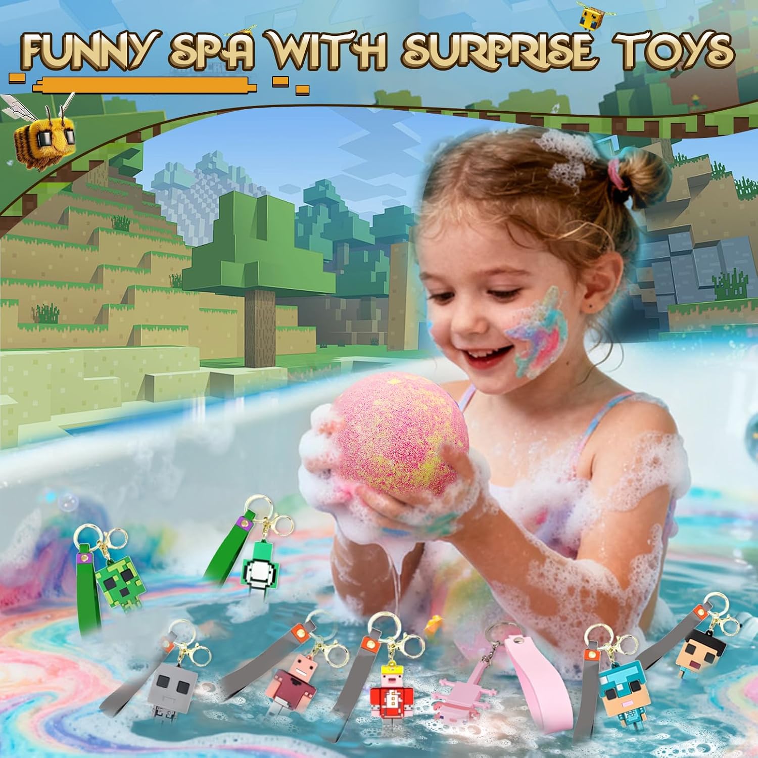 Bath Bombs for Kids: Build My Own World Dig a Bath Bombs with Toys Inside, Organic Bath Bomb Rich in Natural Essential Oils, Kids Bath Bomb Gift Set for Dry Skin Moisturize, Easter Basket Stuffers