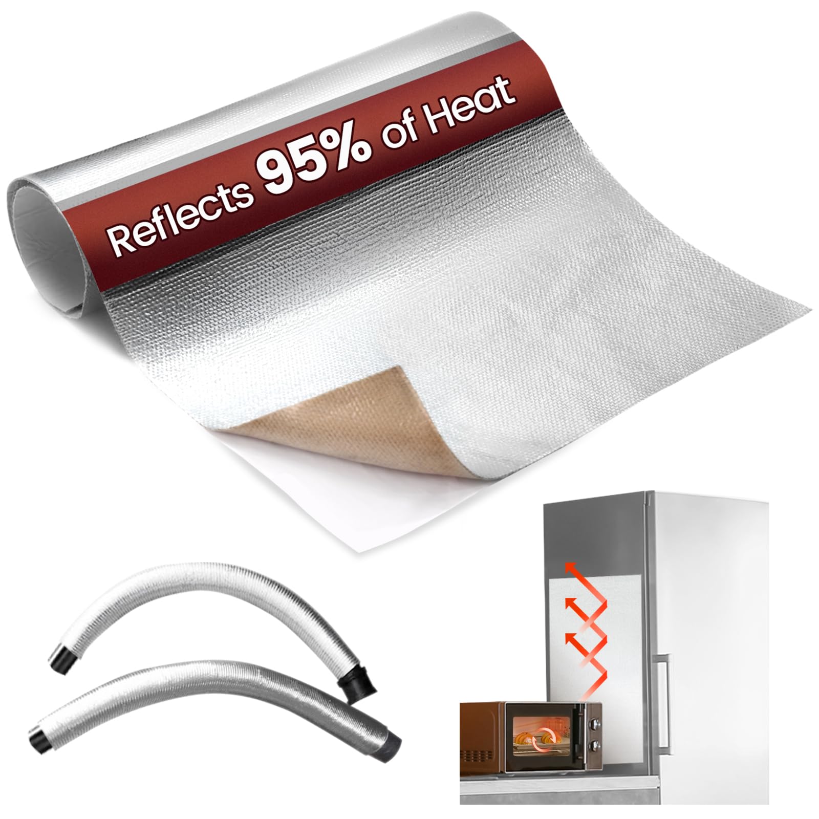 Aluminum Adhesive Heat Shield Wrap for Automotive, 24x12 in, Silver