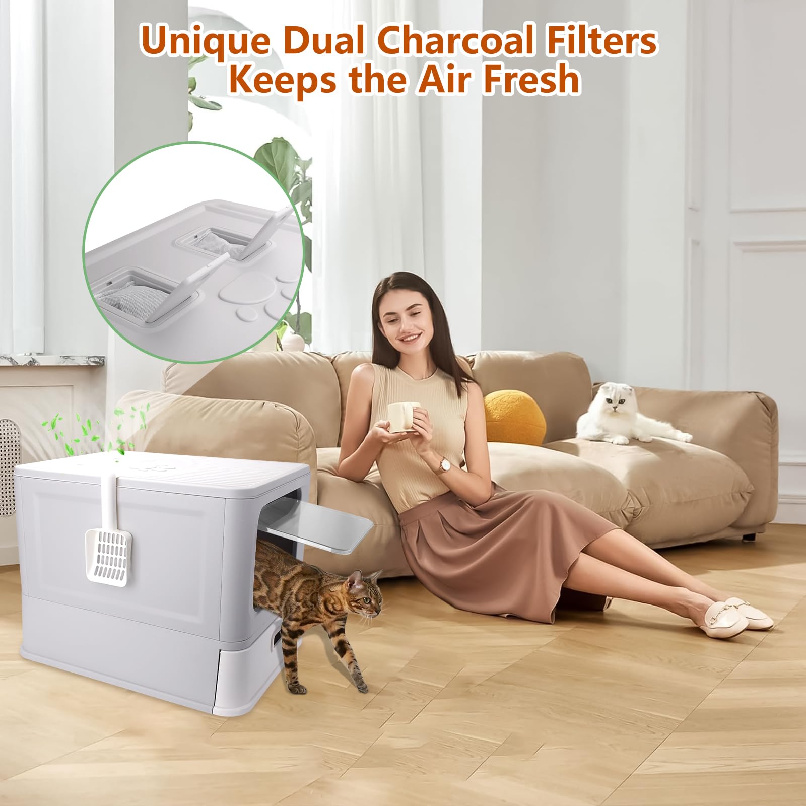 Enclosed Stainless Steel Cat Litter Boxes,Large Foldable Litter Box with Lid,Hooded Covered Stainless Steel Cat Litter Box,Easy Cleaning,No Urine Leakage,Deeper Pan - image 5