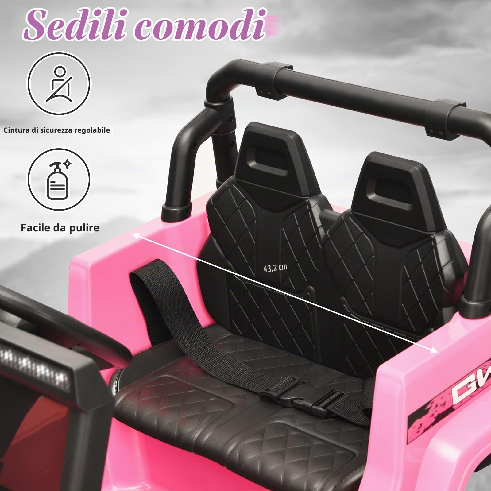 RELAX4LIFE Auto da Corsa per Bambini a 2 Posti, Veicoli Elettrici per Bambini, Macchinina per Bambini con Telecomando, Luce e Musica, Bluetooth e USB, Carico Massimo 35 KG (Rosa)