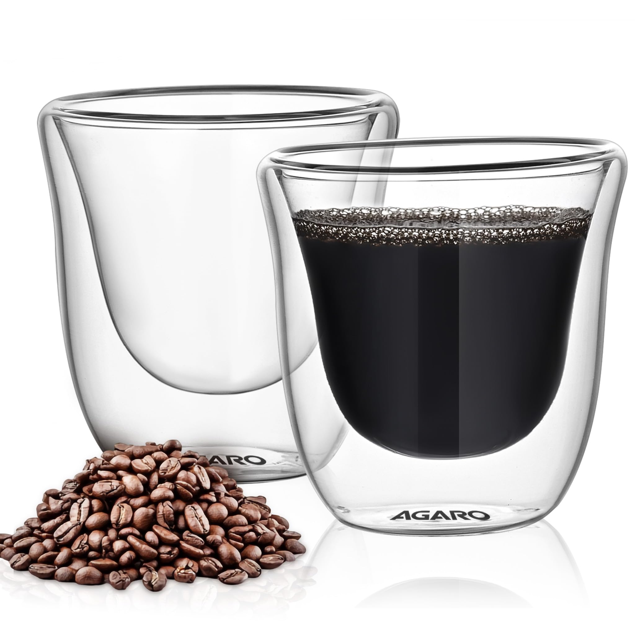 AGARO Elite Double Wall Glass Espresso Cups 80ml, Pack of 2 | Premium Borosilicate, Heat Resistant, Ideal for Coffee, Tea, Latte, Microwave & Dishwasher Safe-image-11