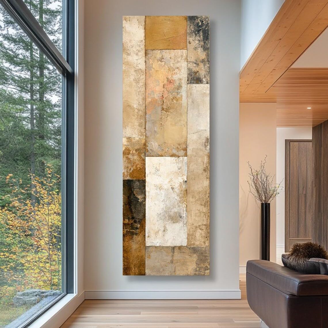 XBTYKPB Cuadro alto y estrecho, impresión en lienzo vertical alargada para oficina, comedor, sala de estar o dormitorio, obra de arte alargada y estrecha (50 x 150 cm/marco interior).