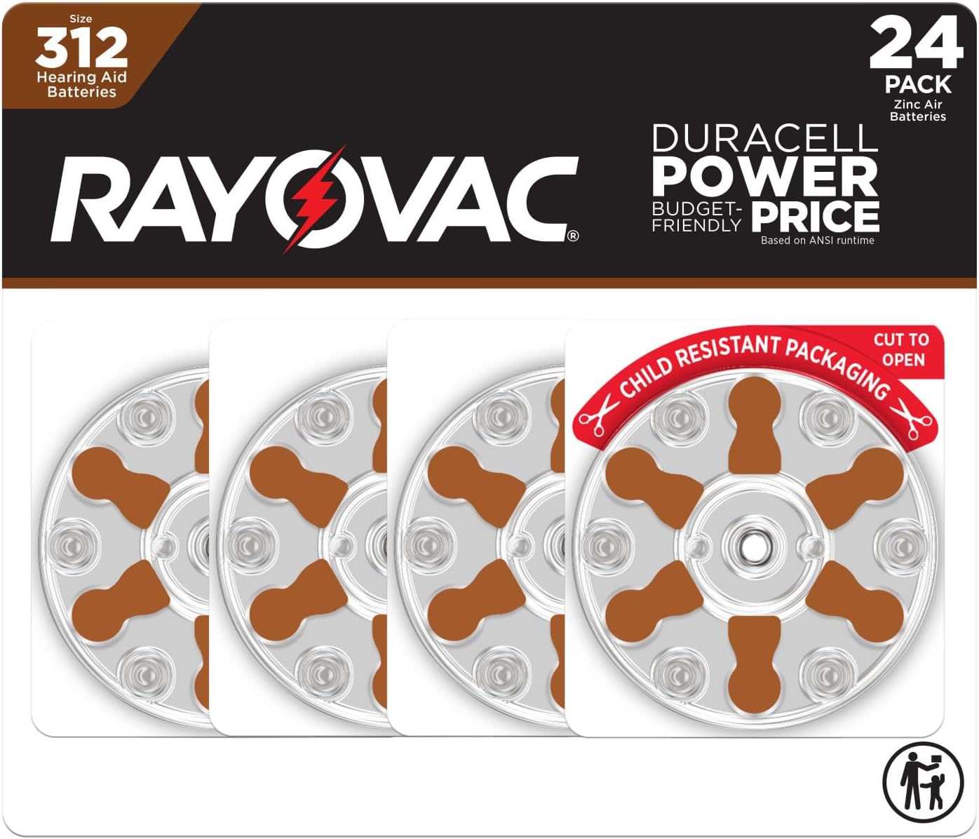 Rayovac Size 312 Hearing Aid Batteries (24 Pack)