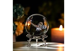 HDCRYSTALGIFTS 3D Laser Butterfly Crystal Ball Paperweight