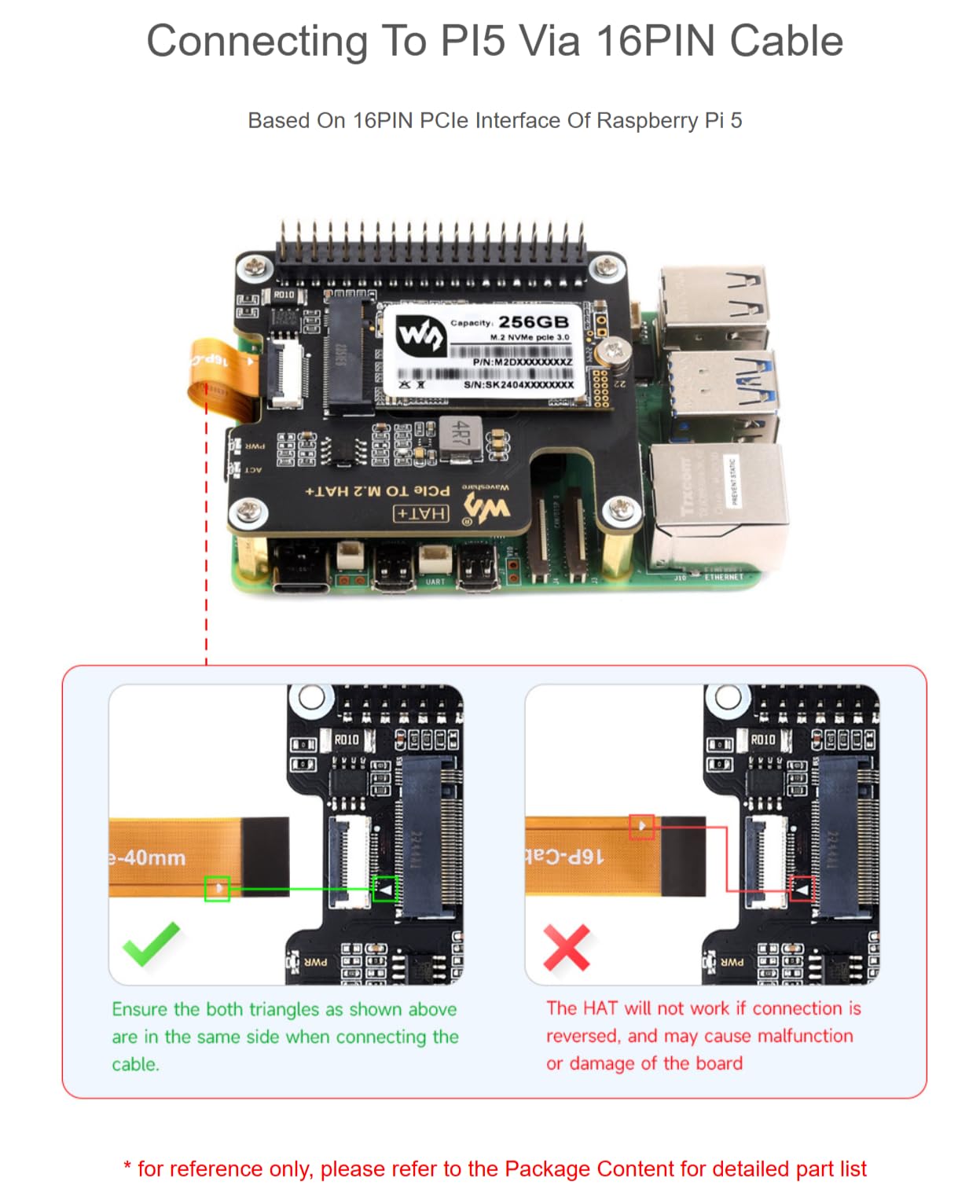 TUOPUONE PCIe To M.2 Adapter Compatible with Raspberry Pi 5 Supports NVMe Protocol M.2 Solid State Drive High-speed Reading/Writing HAT + Standard With SK-NVME 2242 256G Solid State Drive