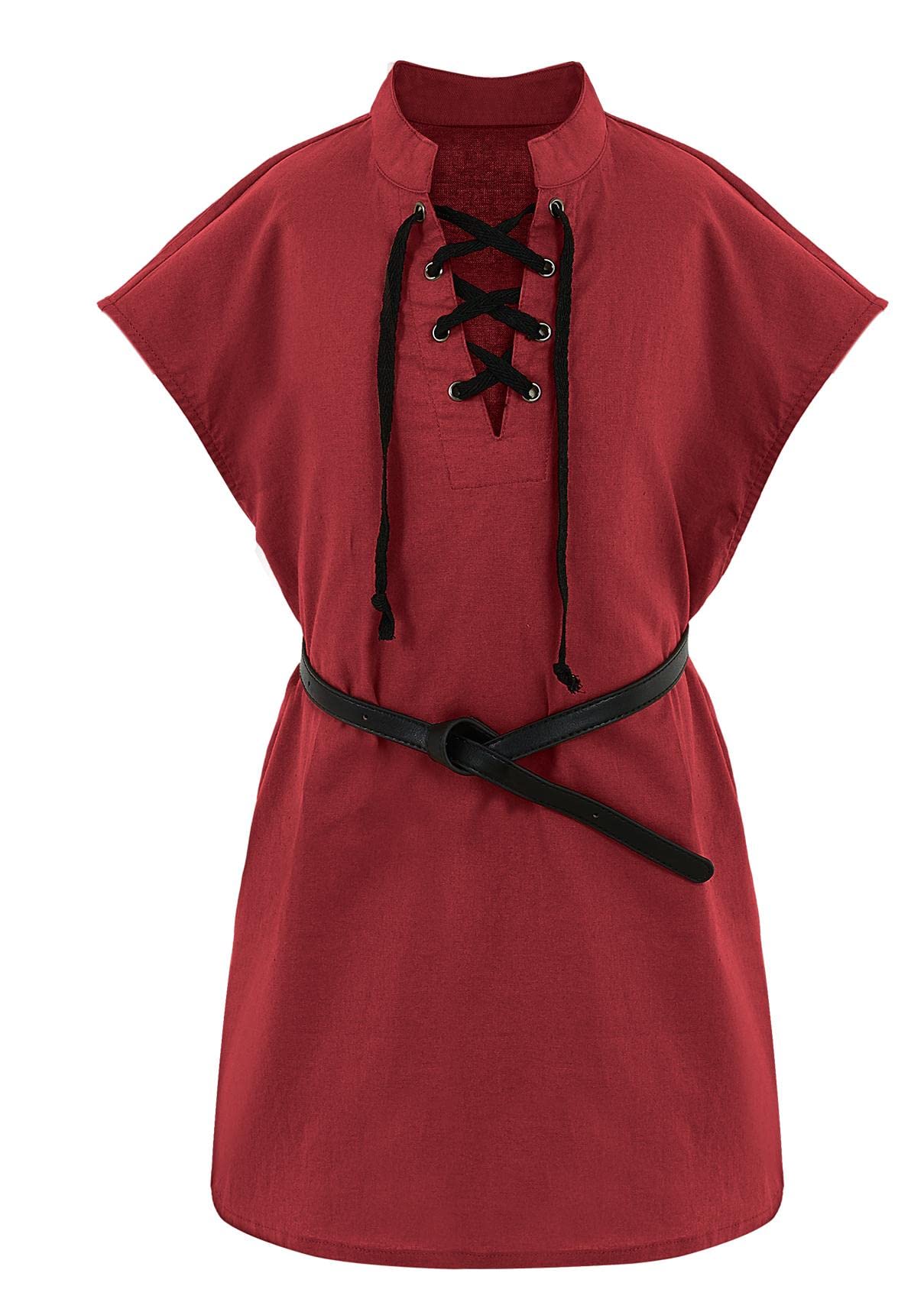 Boys Kids Renaissance Pirate T Shirts Viking Medieval Sleeveless Lace Up Costume Scottish Cotton Tank Tops