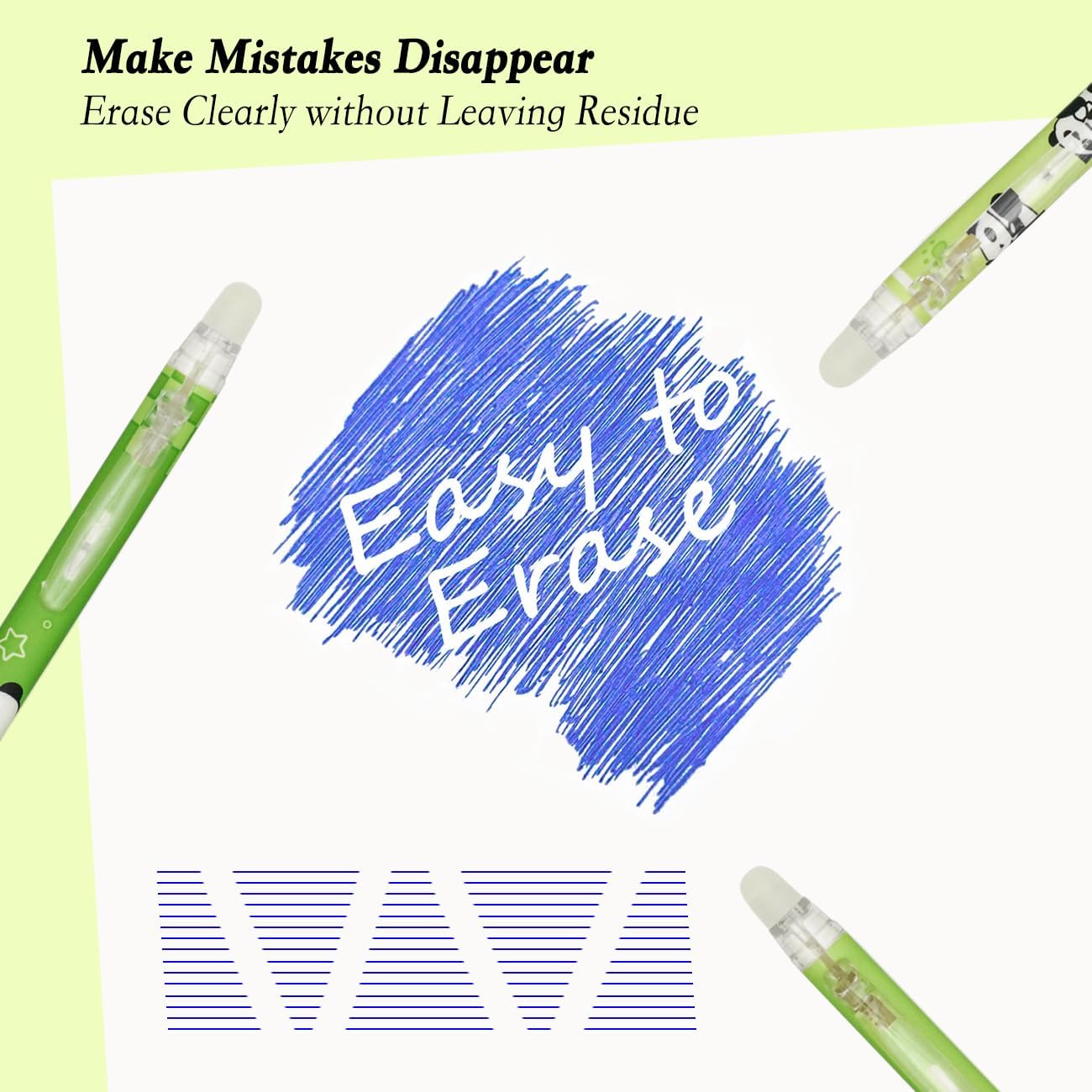 6Pcs Erasable Gel Pens, 0.5mm Blue Ink Fine Point Pens, Retractable Quick Dry Smooth Writing Pens for Office image 4