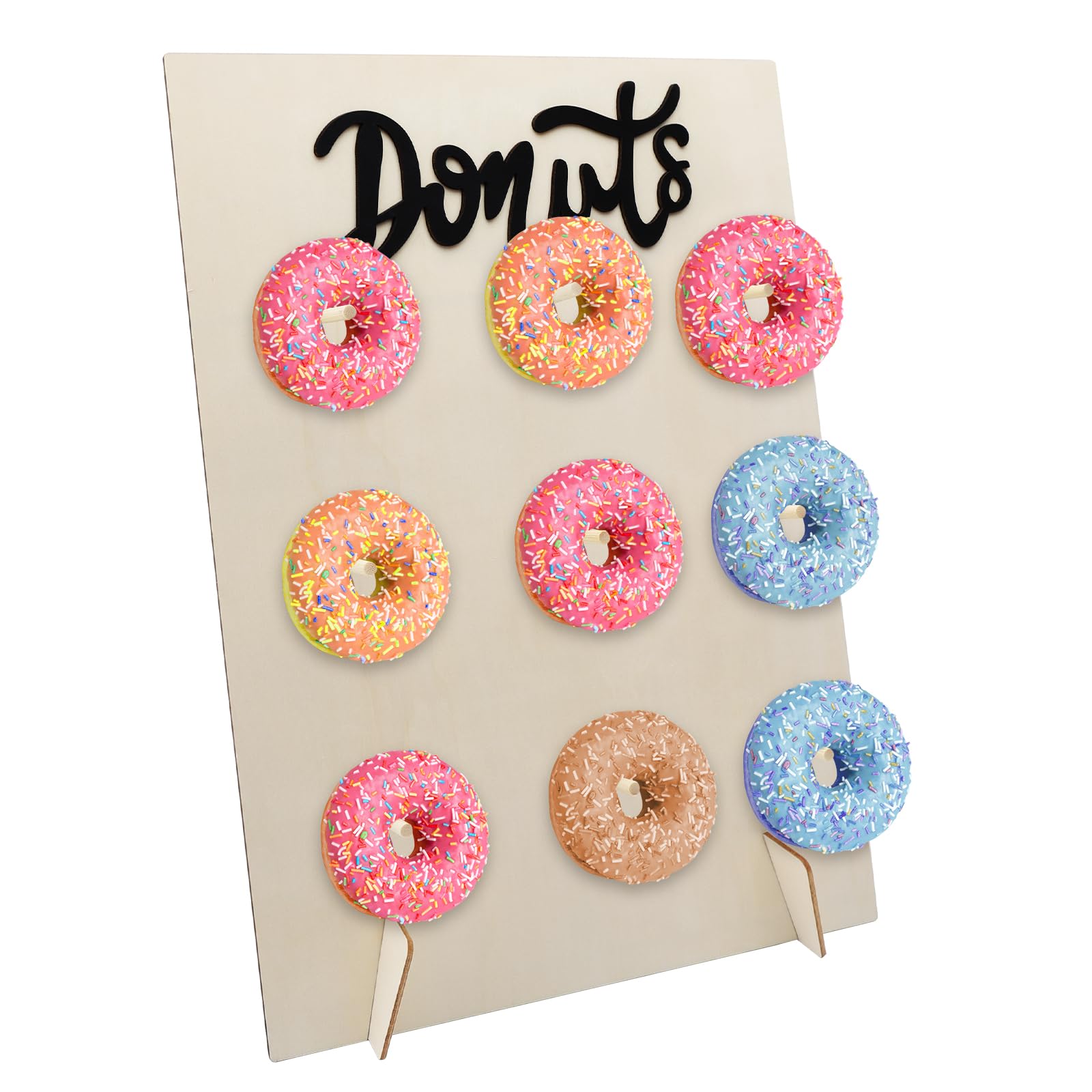 Supporto per ciambelle in legno, riutilizzabile, per matrimoni, compleanni, baby shower, anniversari, pasticceria