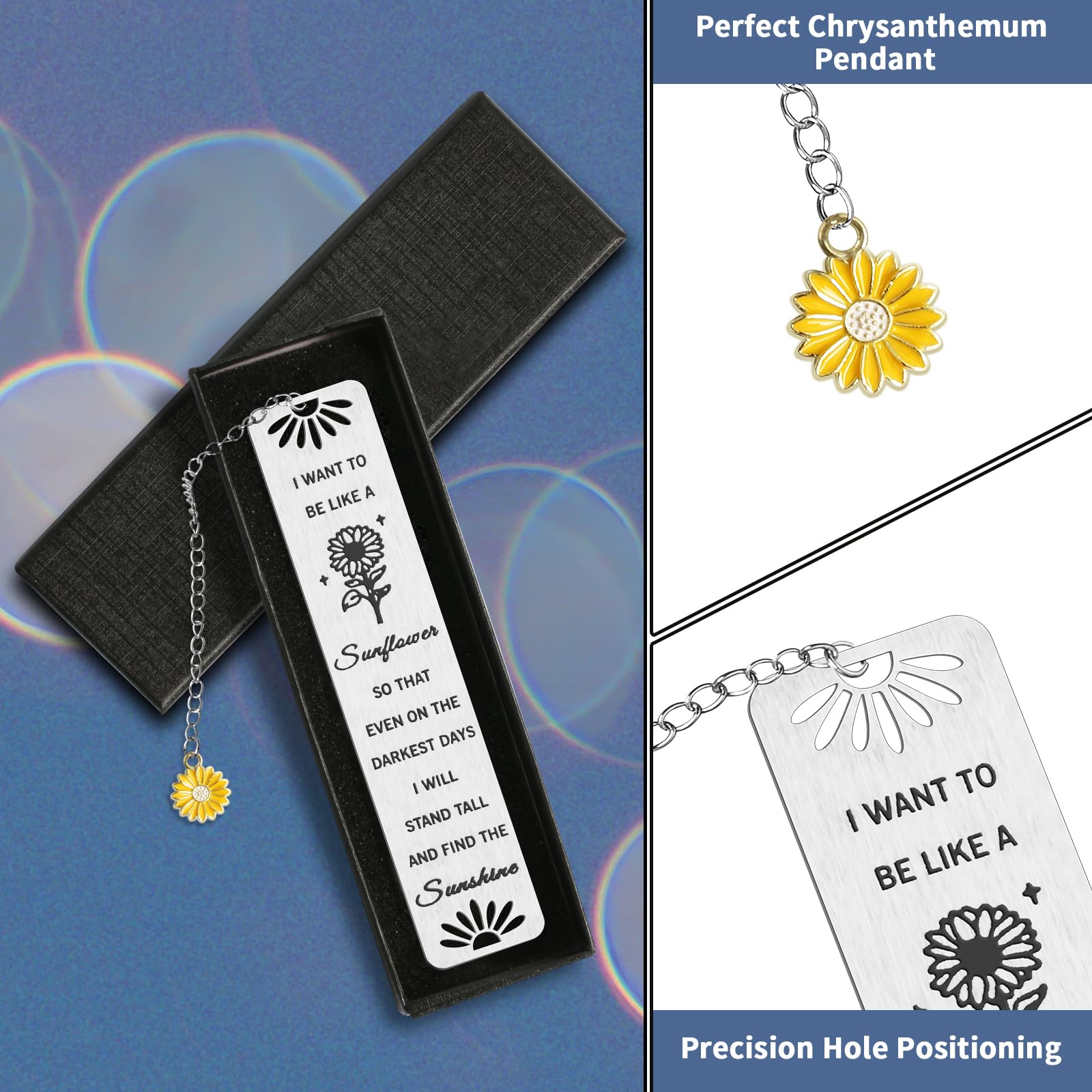 Kaluofan Sunflower Metal Bookmark Gift Idea for Women Book Lovers with Gift Box - Image 3
