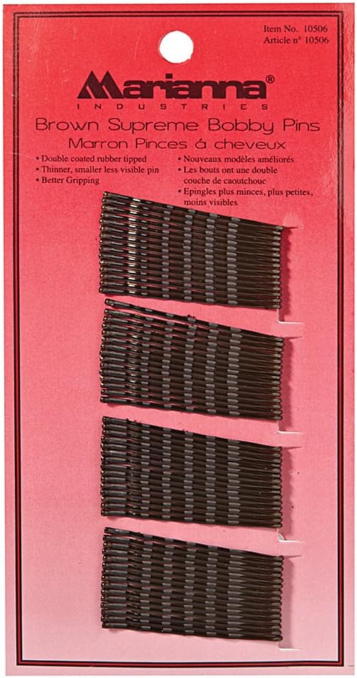 Marianna Supreme Bobby Pins - 60 per card, Brown