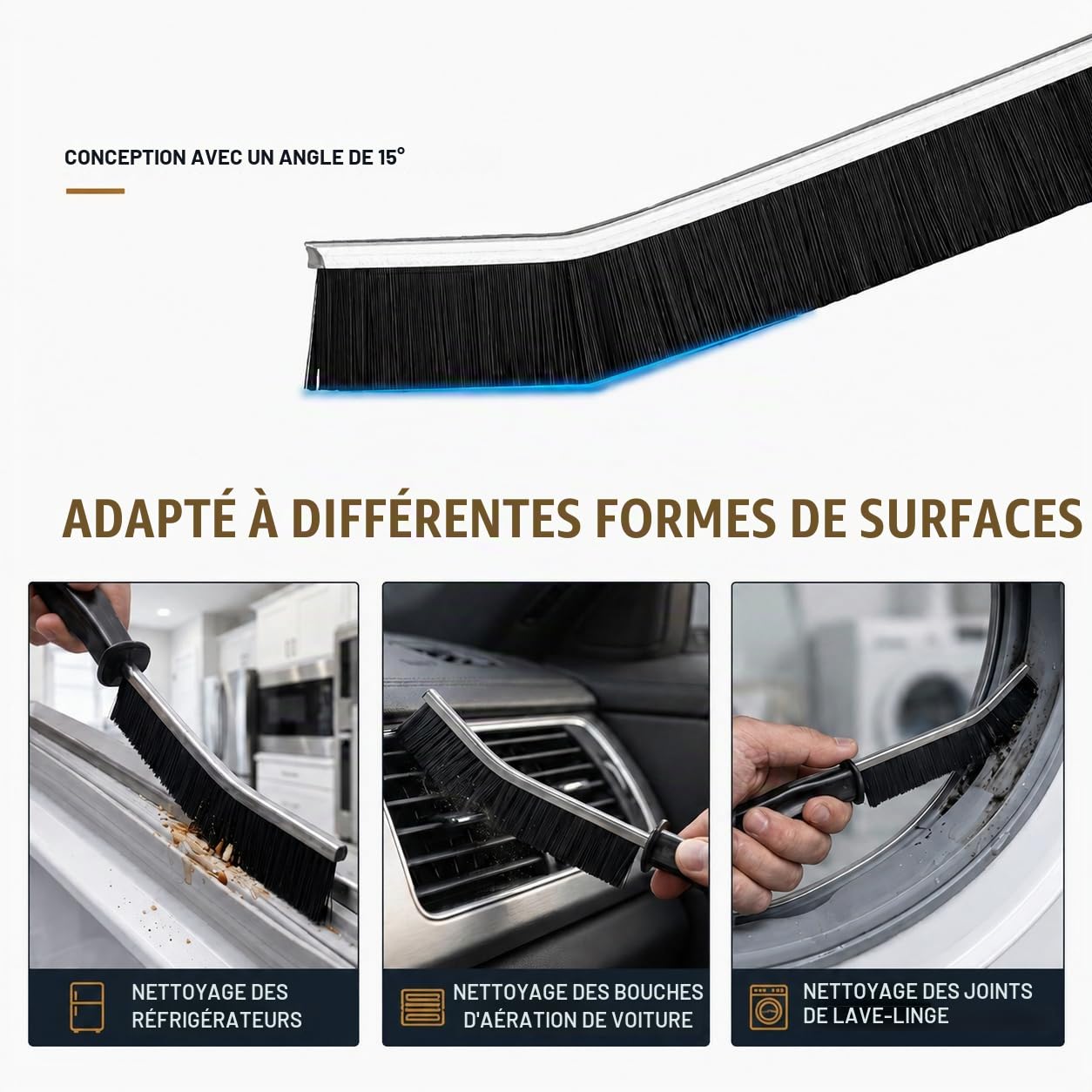 Brosse à Joints à Poils Durs pour Nettoyer Coins et Fentes, Carrelage, Salle de Bain, Cuisine