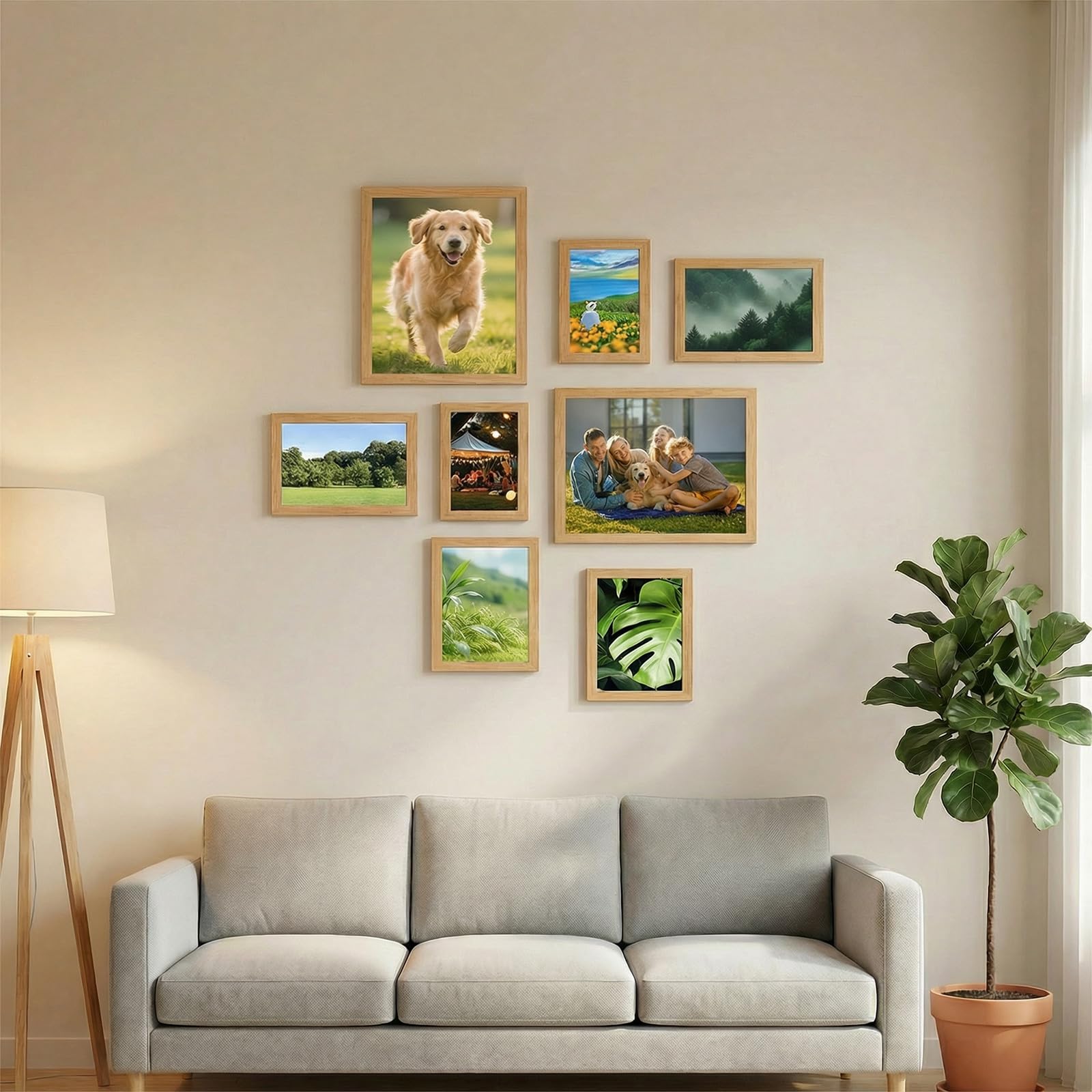 Set di 15 cornici portafoto in diverse misure, 10 x 15,13 x 18, 20 x 25 cm, per decorazione da parete e tavolo, per soggiorno, ufficio, casa