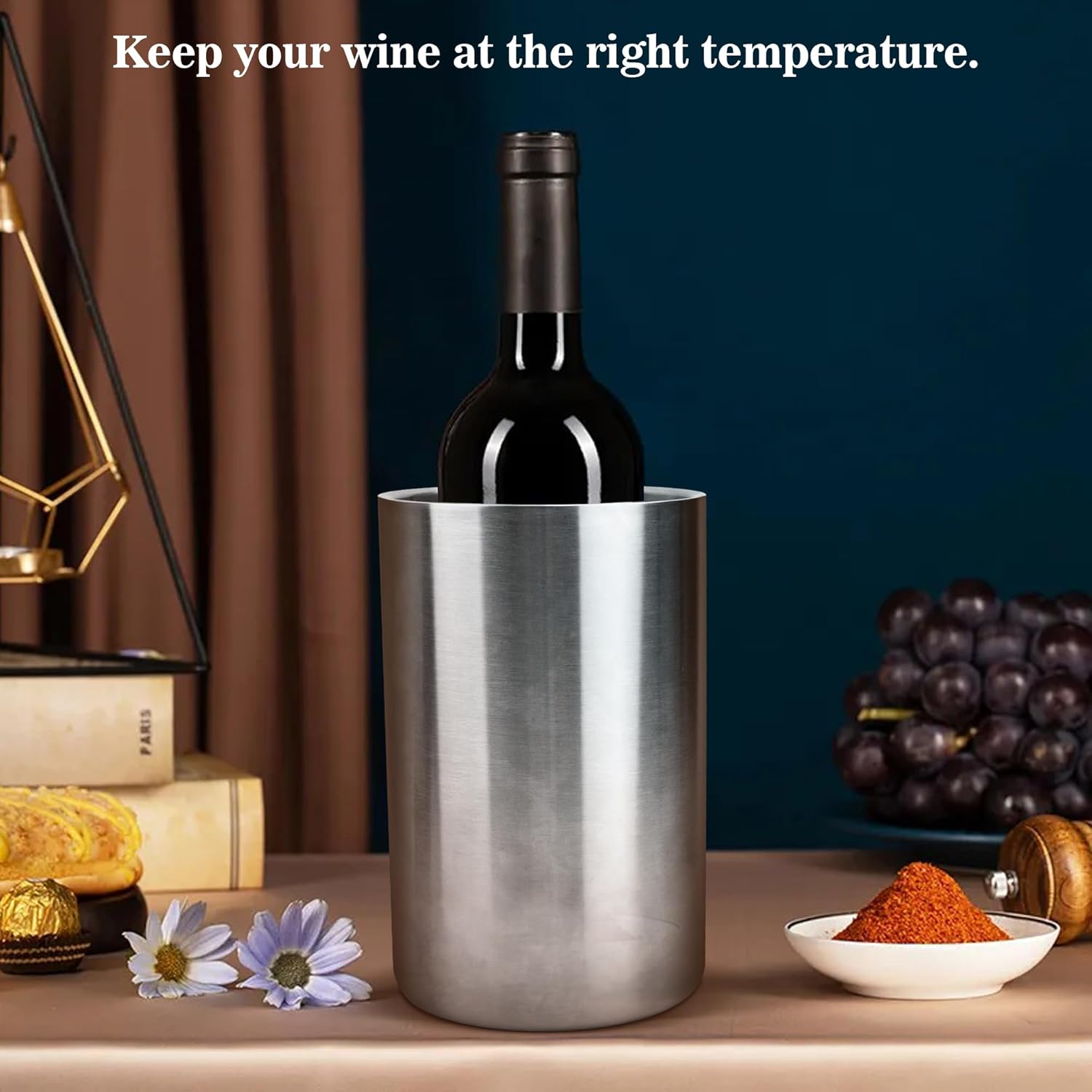 Wine Bottle Chiller, Stainless Steel Wine Cooler Bucket with Ice Pack White Wine Bottle and Champagne, Perfect Wine Accessories for Wine Lovers - Image 6