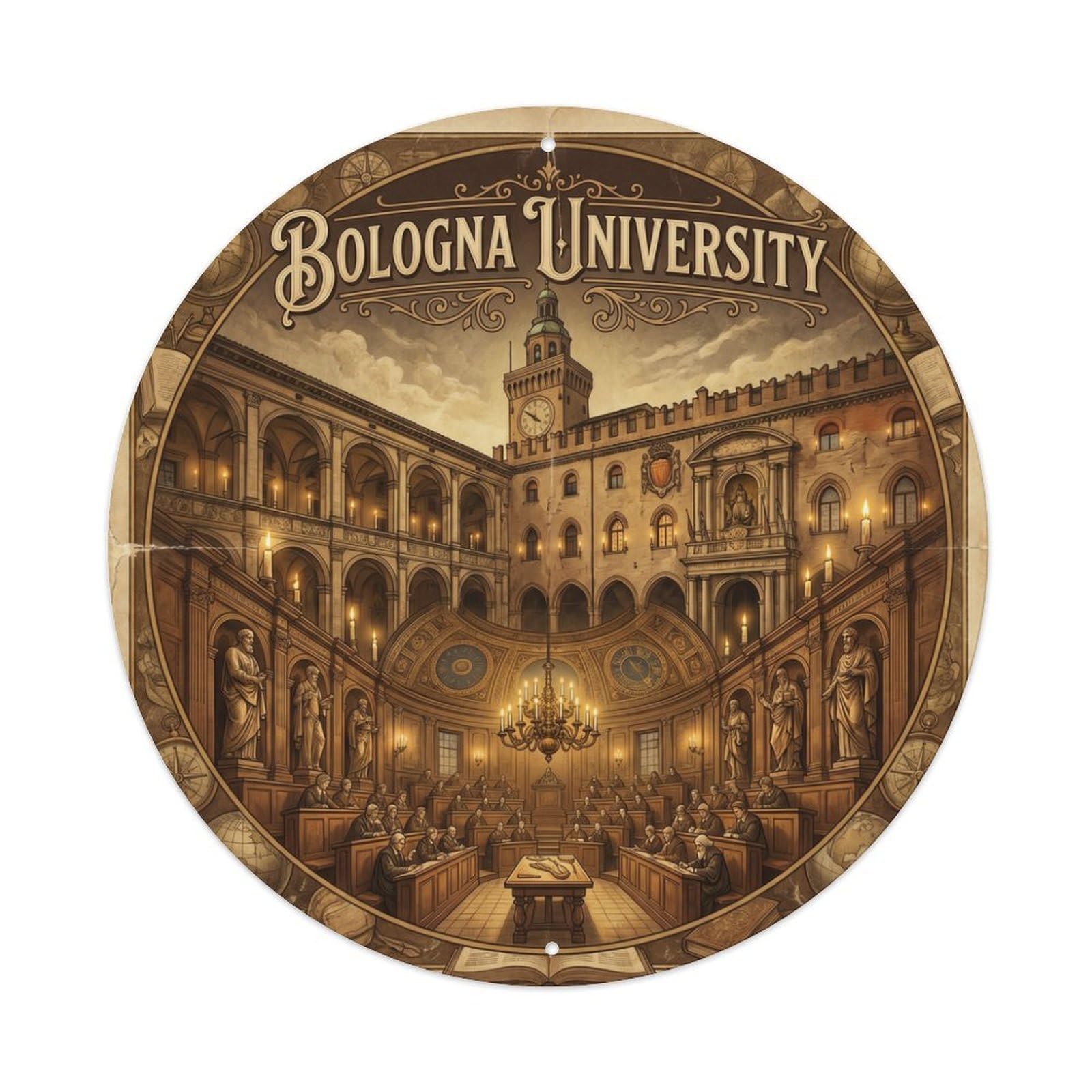 Olhnbad Style Bologna University Anatomy Route Travel Retro Heritage Metal Tin Sign