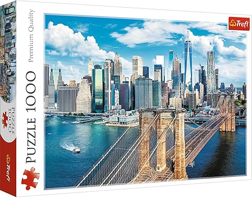 Trefl Brooklyn Bridge, Nueva York, Estados Unidos, rompecabezas de 1000 piezas con impresión roja de 27 x 19 pulgadas, rompecabezas de bricolaje,