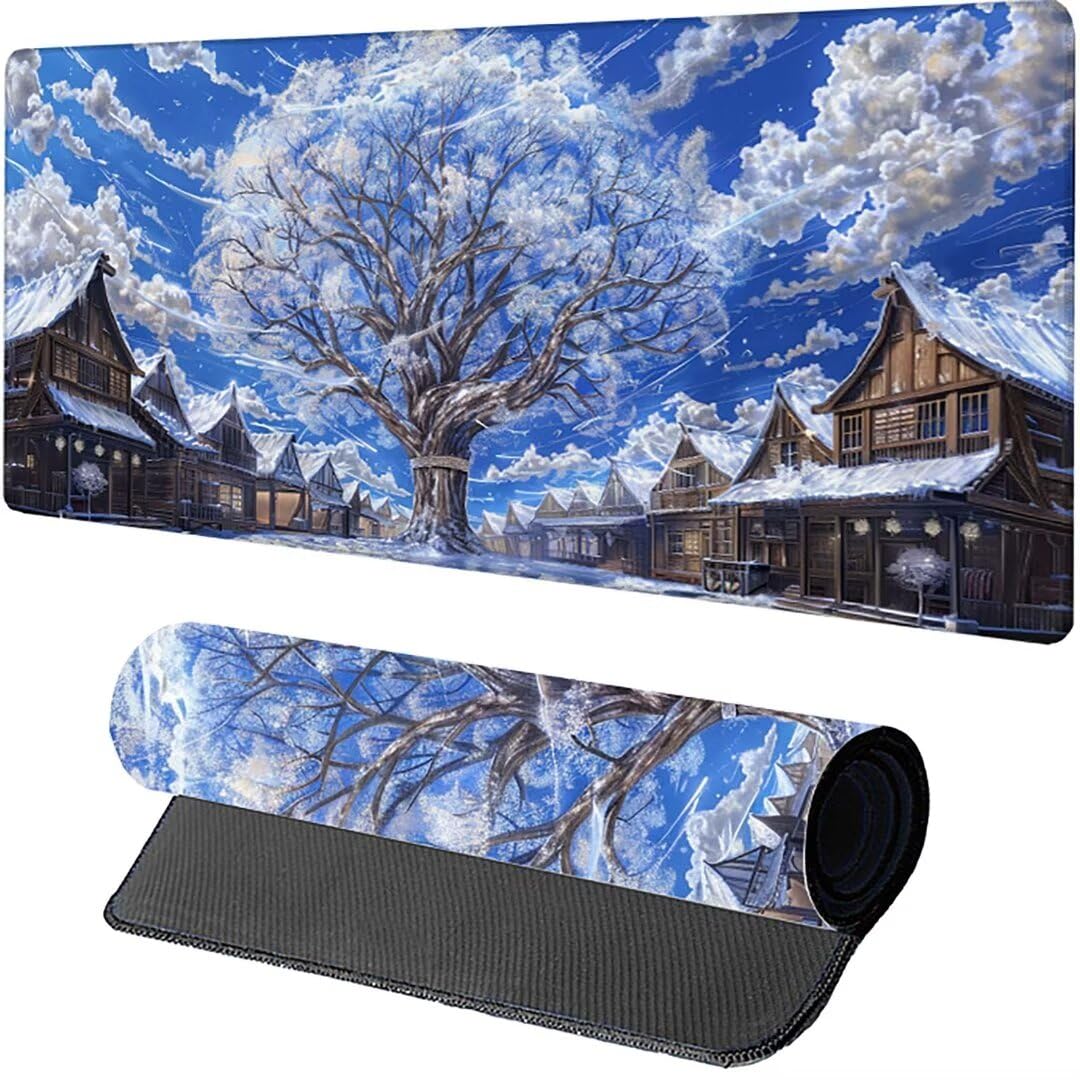 Excel Shortcut-Tasten-Mauspad - erweitertes großes 1200 x 600mm XL-Spickzettel-Gaming-Mauspad | PC-Büro-Tabellenkalkulation-Tastaturmatte | rutschfeste genähte Kante Weiß Kleine Stadt