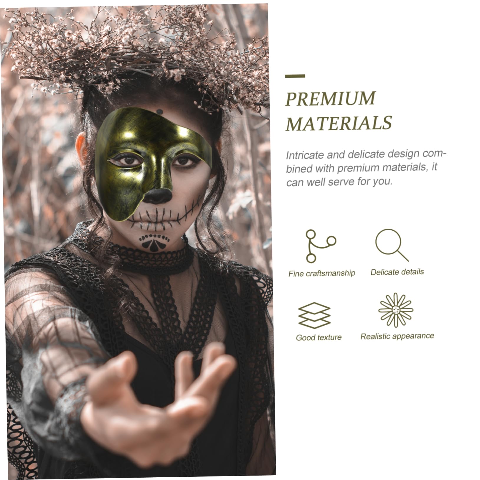 ibasenice Máscara De Media Cara Un Ojo Máscara Decorativa De Halloween Baile De Graduación Decoración De Hombres Máscaras De Disfraces Para Mujeres Mascarade Abdominales