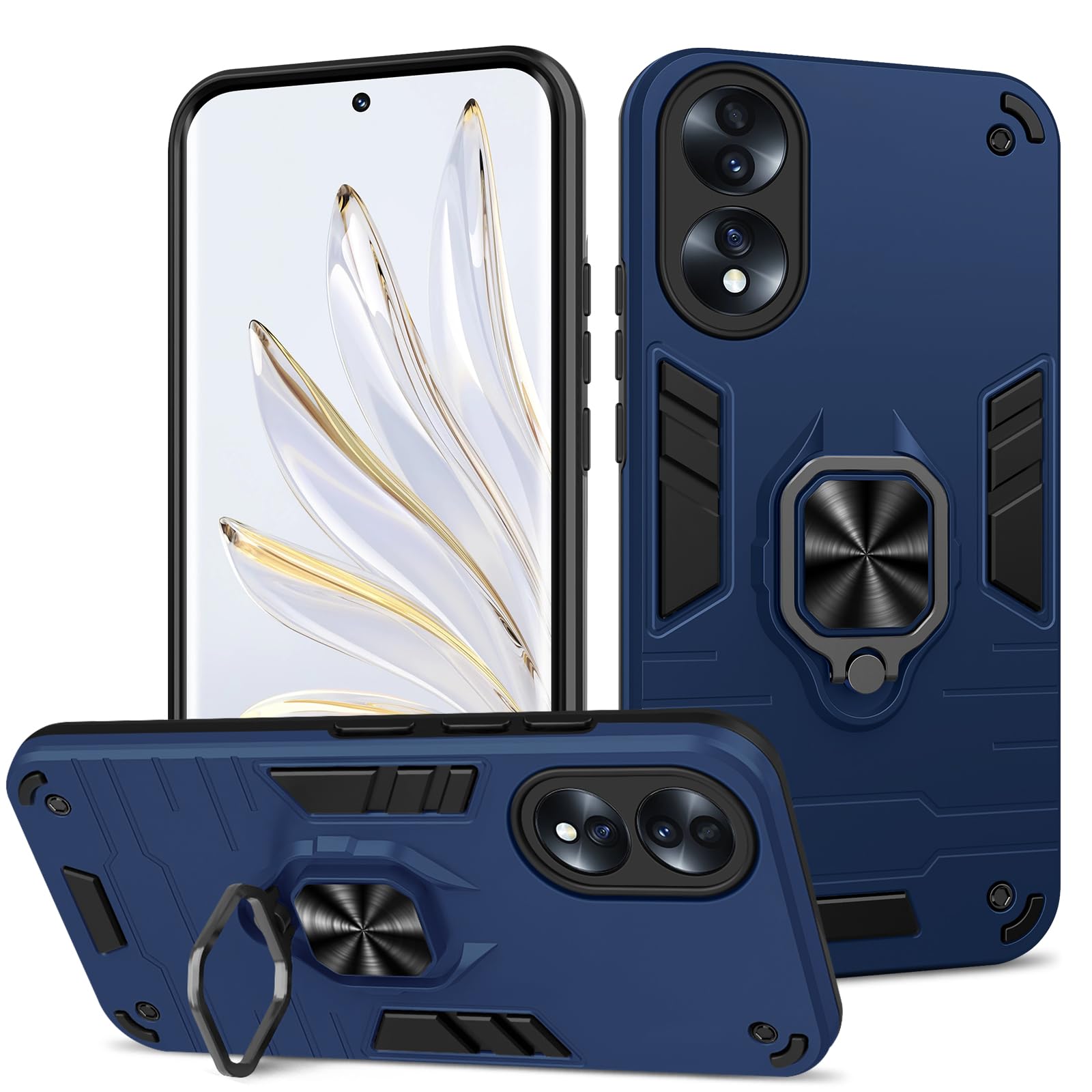 Funda para Samsung Galaxy A13 4G con Cristal Templado Protector Pantalla, Carcasa Antigolpes con Soporte anular metálico, Case Protectora de Grado Militar, Negro — view 182