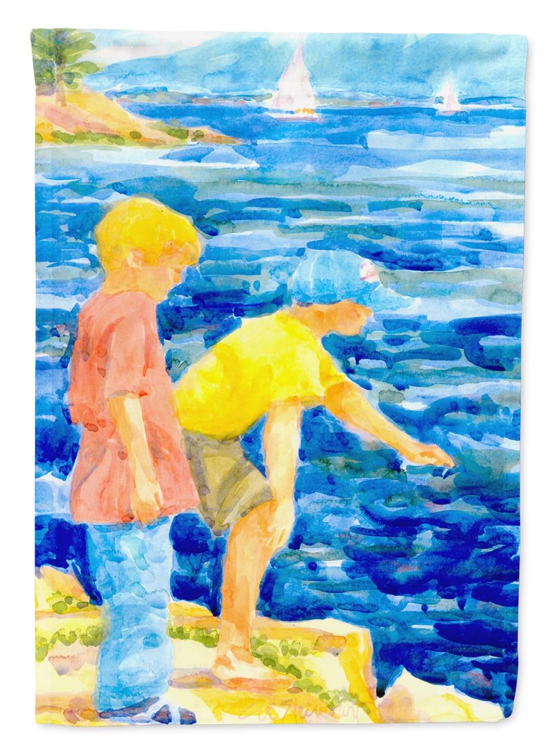 Caroline's Treasures 6008GF The Boys at the lake or beach Flag Garden Size, Small, multicolor