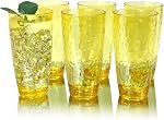 Set of 6 Hammered Style Drinking Cups 26-Ounce Large Acrylic Glasses Plastic Water Tumbler for Home Party,BPA Free and Dishwasher Safe (Red)