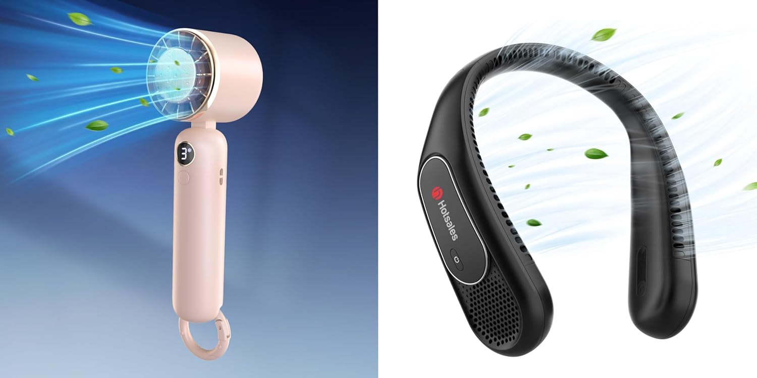 Handheld Fan and Neck Fan, 3 Speed USB Rechargeable Battery Operated Fan, Cooling Personal Fan Gifts for Women, Men, Fathers, Mothers, Travel, Camping, Outdoor