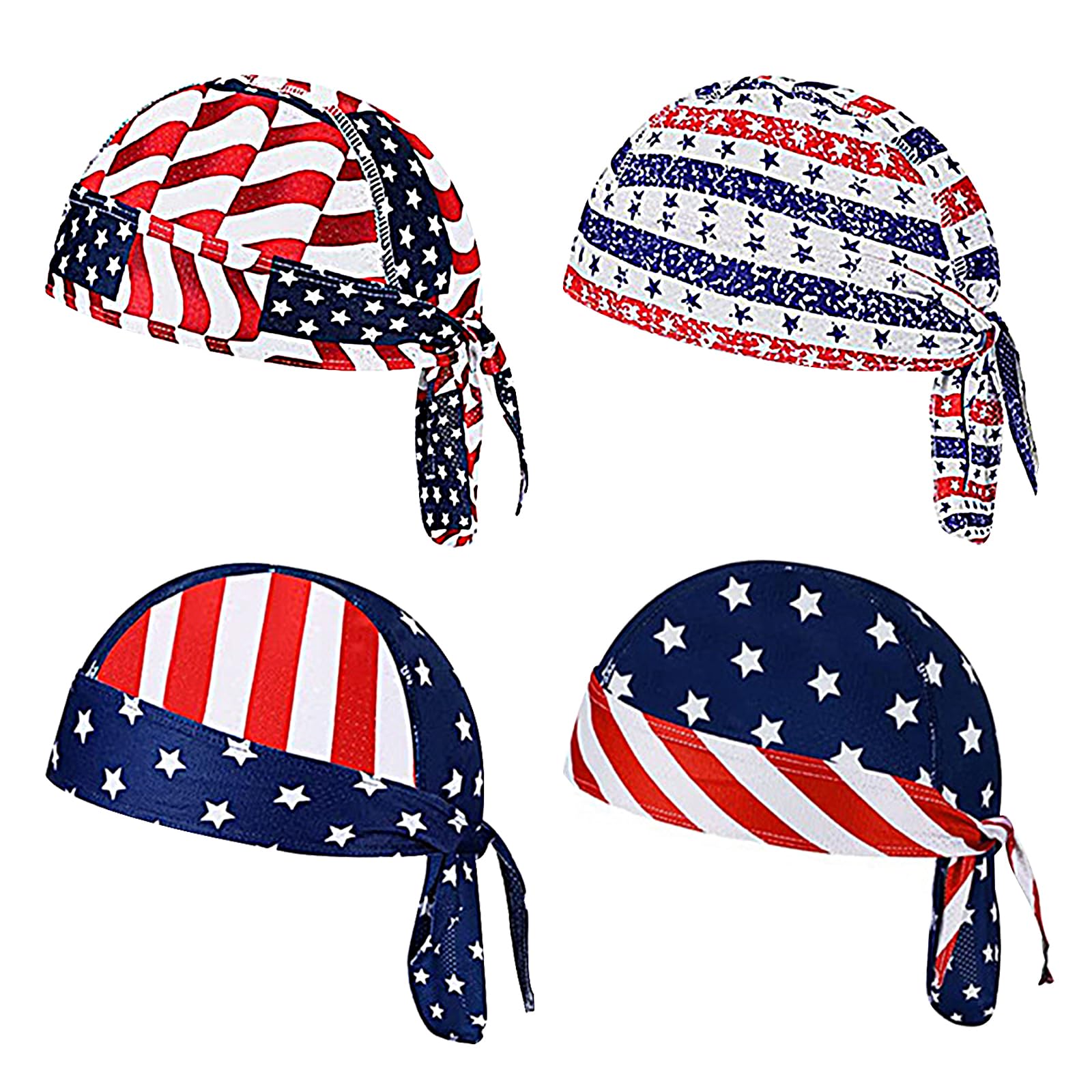 Yafacuha 4 Pack Do Rag Skull Caps for Men Sweat Wicking Doo Rags Cooling Helmet Liner Cycling Motorcycle