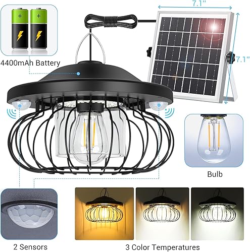 Miniatura 9 de ropelux Luz solar de cobertizo para interiores y exteriores, brillante, 3000 lúmenes, 5 modos (disponible durante el día), lámpara con 3