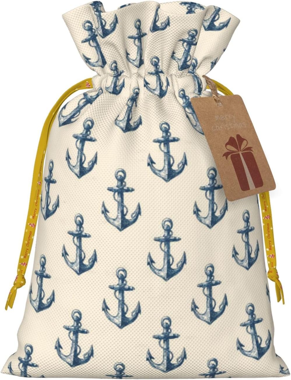 Coxfurio Assorted Sizes Gift Bags With Drawstring - Nautical Themed Simple Anchors 1 Patterns - Xmas Wrapping And Storage Bags