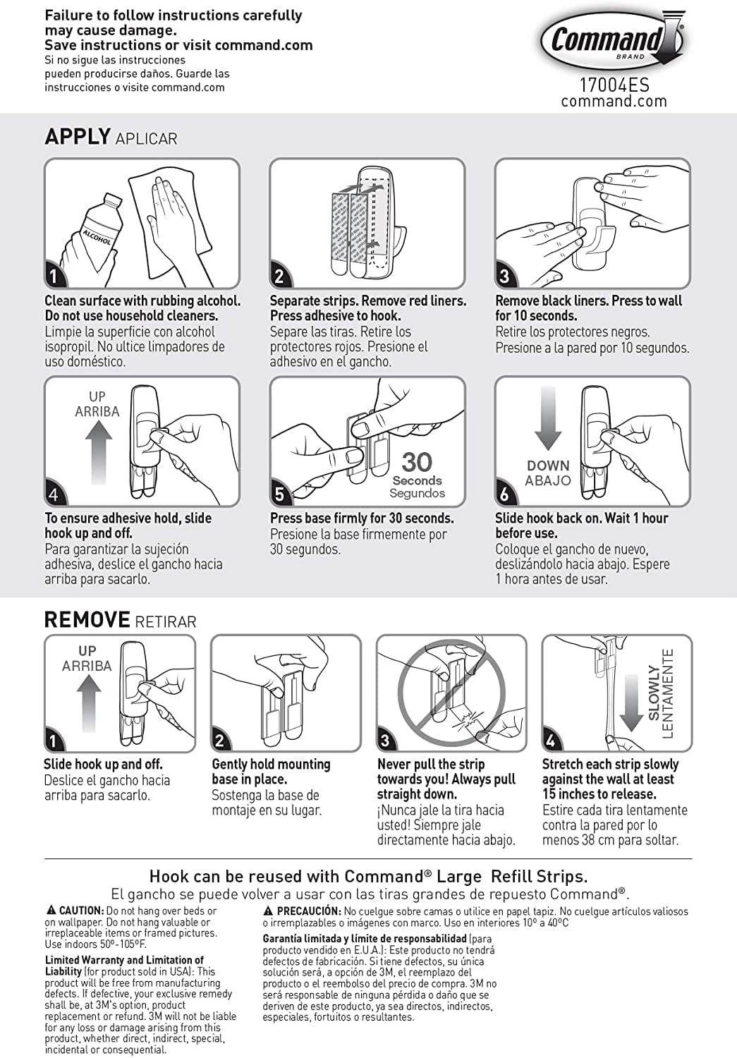 Command 17004, White, Jumbo Utility, 1, 4-Pack, 4 Hooks