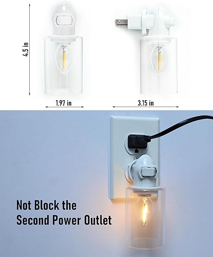 Miniatura 6 de Moderna luz nocturna enchufable con interruptor de encendido y apagado, paquete de 2 luces LED de noche de 0.5 W enchufables en el enchufe de pared,