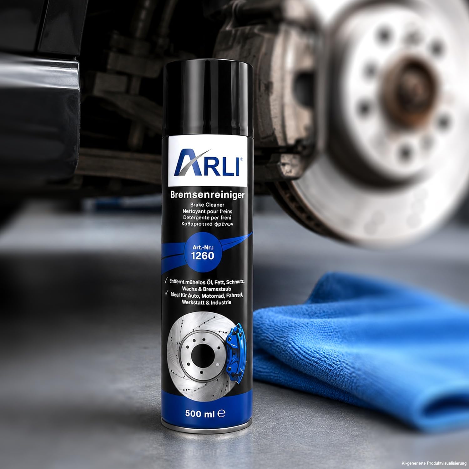 ARLI Bremsenreiniger 24x 500 ml Bremsreiniger Spray Teilereiniger Kaltreiniger Entfetter 360° Ventil für Auto Motorrad Werkstatt Kupplungsreiniger entfernt Öl Fett und Schmutz
