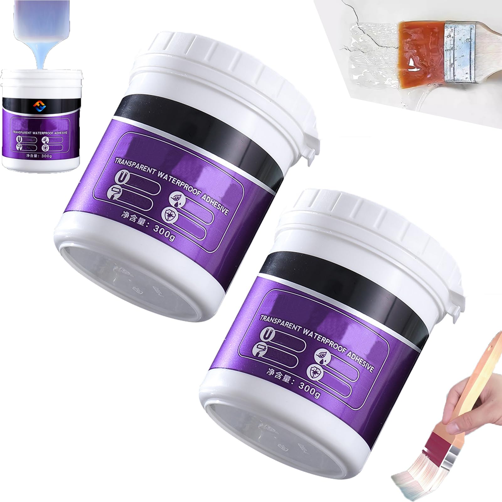 Eevhrqw 2Pcs Liquid Rubber Waterproof Sealant,Transparent Sealant,Waterproof Sealant Clear,Roof Coating,Invisible Waterproof Anti-Leaking Sealant Agent Transparent Coating,Transparent Repairing Leak Waterproof
