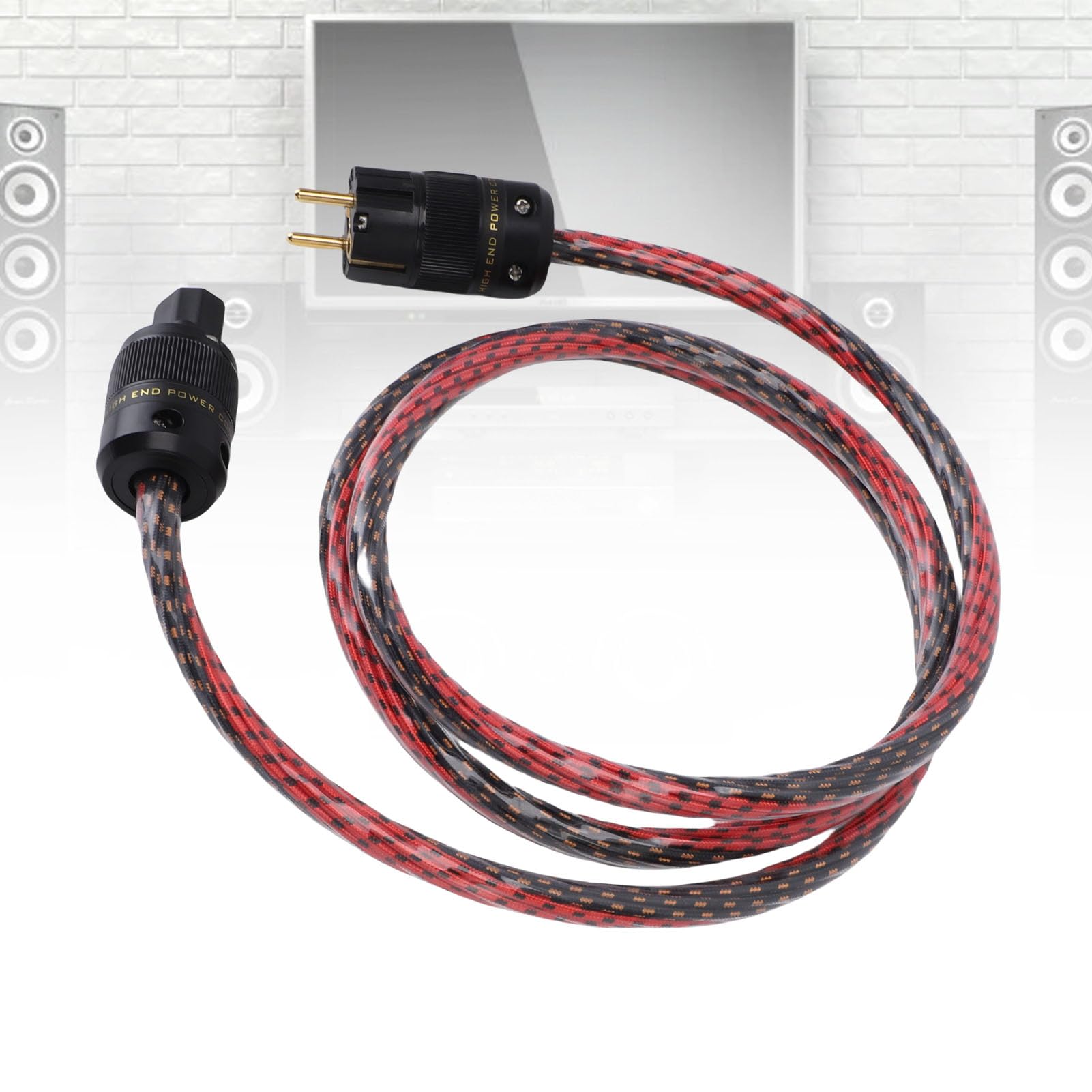 Cable de Alimentación HiFi, Línea de Grado de Audiófilo con Conectores de Oro Chapados 10awg OFC Copper Core, para el Amplificador Giratorio de Filtro de Potencia Player CD