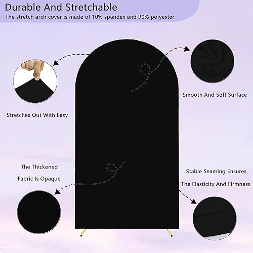 Miniatura 3 de Funda de arco de boda de 6 pies para arco de boda, fundas de arco ajustables de elastano para soporte de telón de fondo redondo de 2 lados lavable