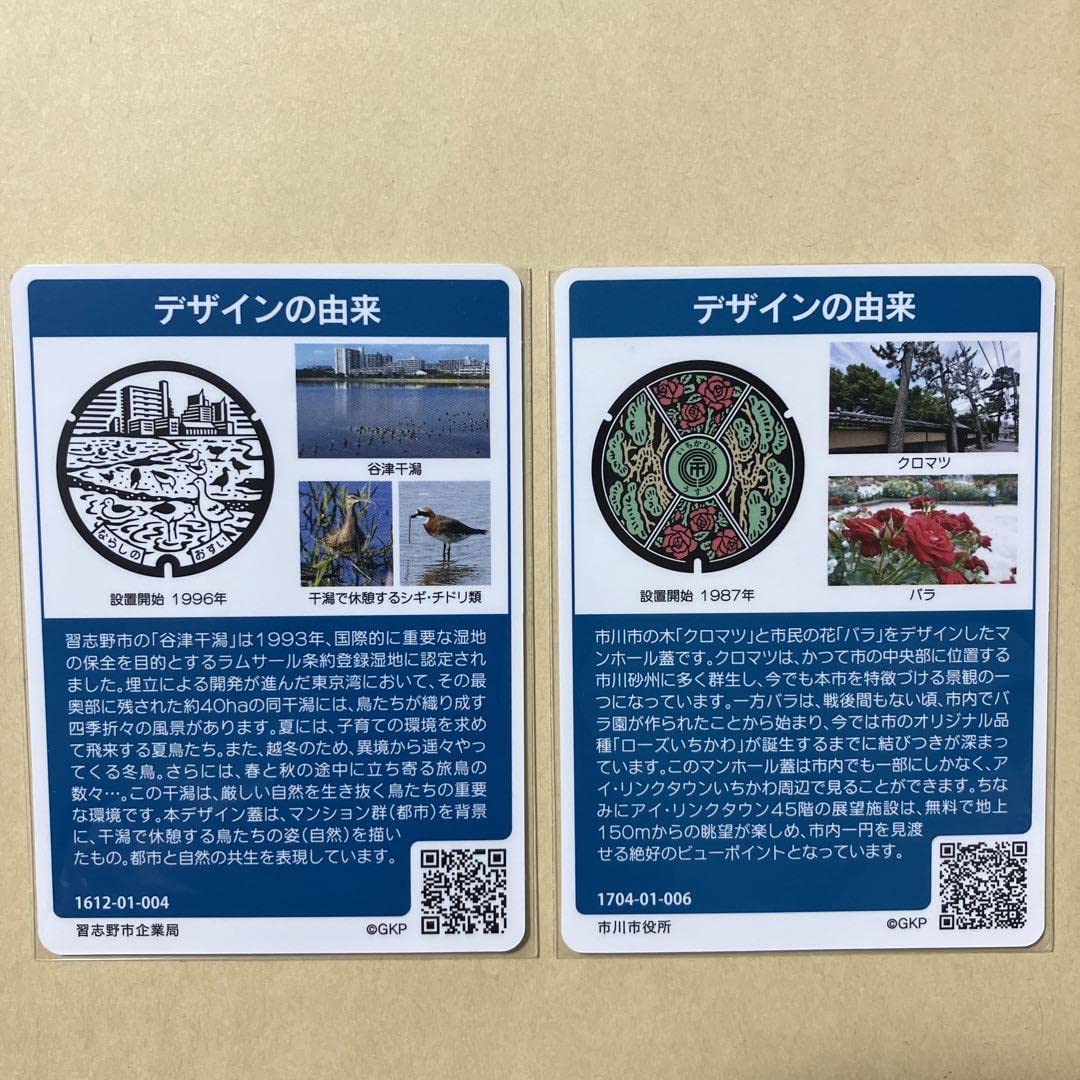 Amazon.co.jp: マンホールカード 千葉県 2枚セット 習志野市 市川市