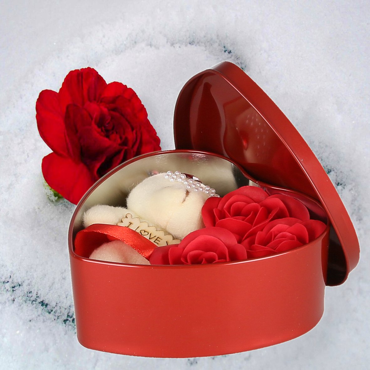 Webelkart Artificial Flower Gift Box (Red, 3 Piece), Artificial Flora