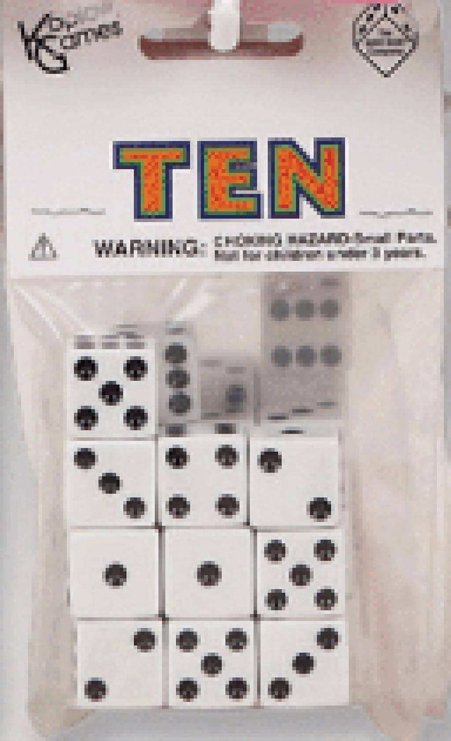 White with Black pips 16mm (5/8in) D6 Dice (10) Koplow Games