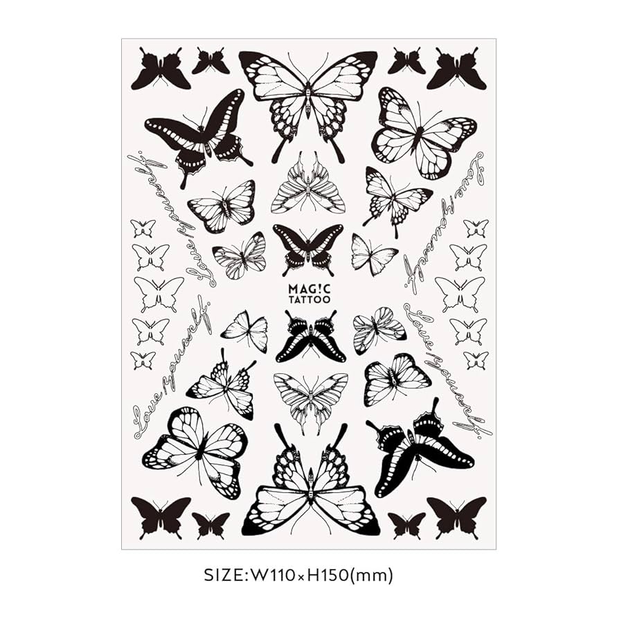 蝶 2週間で消えるタトゥー ヘナタトゥー ジャグアタトゥー 韓国タトゥーシール Amazon.co.jp: No.186_Two butterflies_E /蝶,2週間で消える