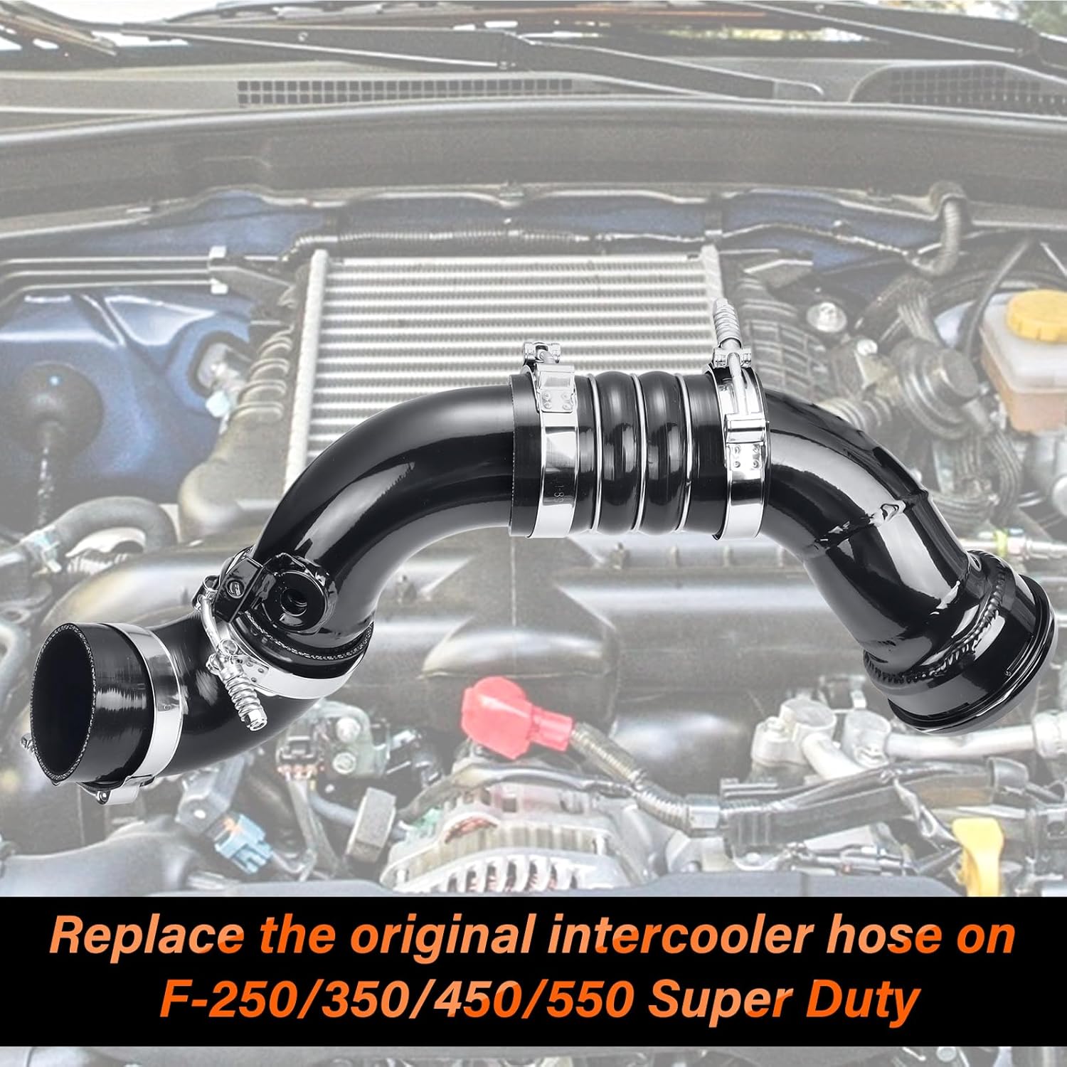 667-300 Cold Side Intercooler Pipe Upgrade Kit,Turbocharger Intercooler Hoses & Hose Clamps Compatible with Ford F-250/350/450/550 Super Duty 2011-2016 6.7L V8 Diesel,Black，Replace 667-300