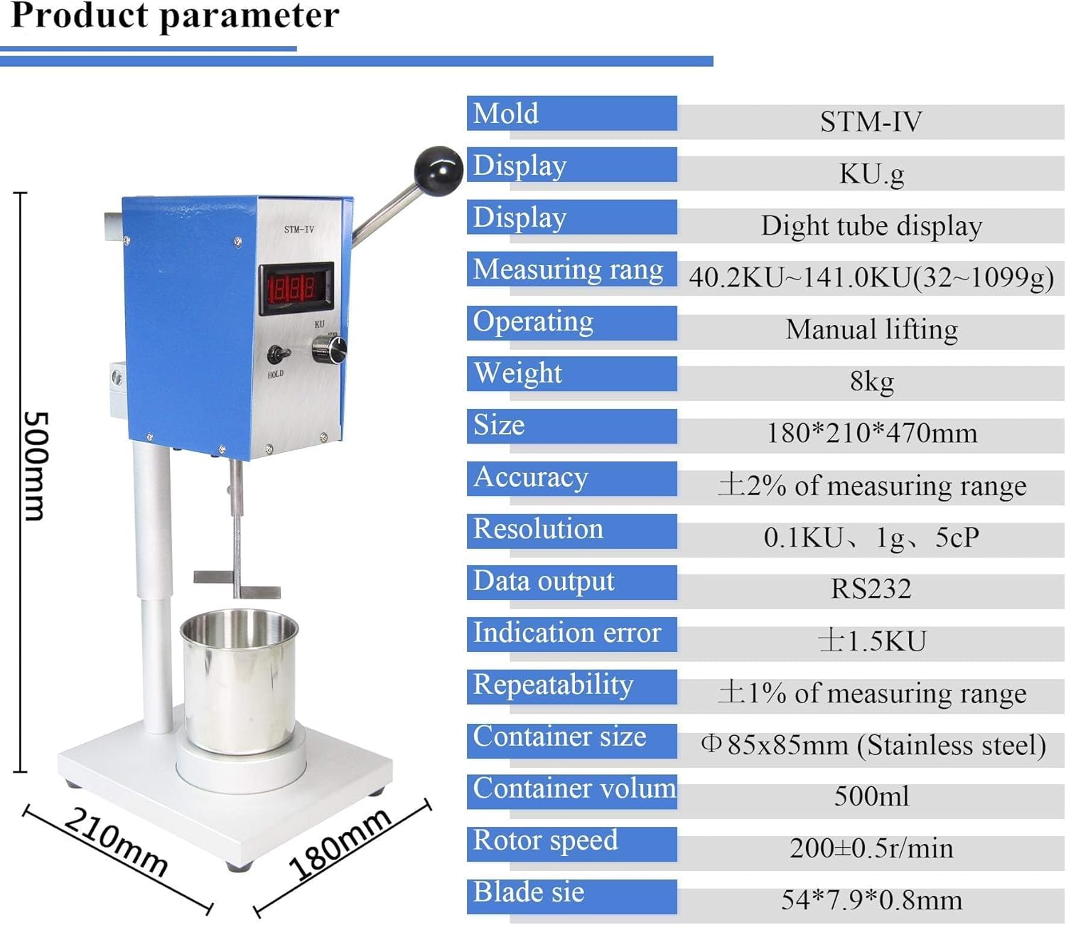 Rotary Viscometer Viscosity Tester Digital Viscometer Paint Viscosity Meter Tester Temp Display Viscosity Meter Tester LCD Digital Display Rotating Viscometer