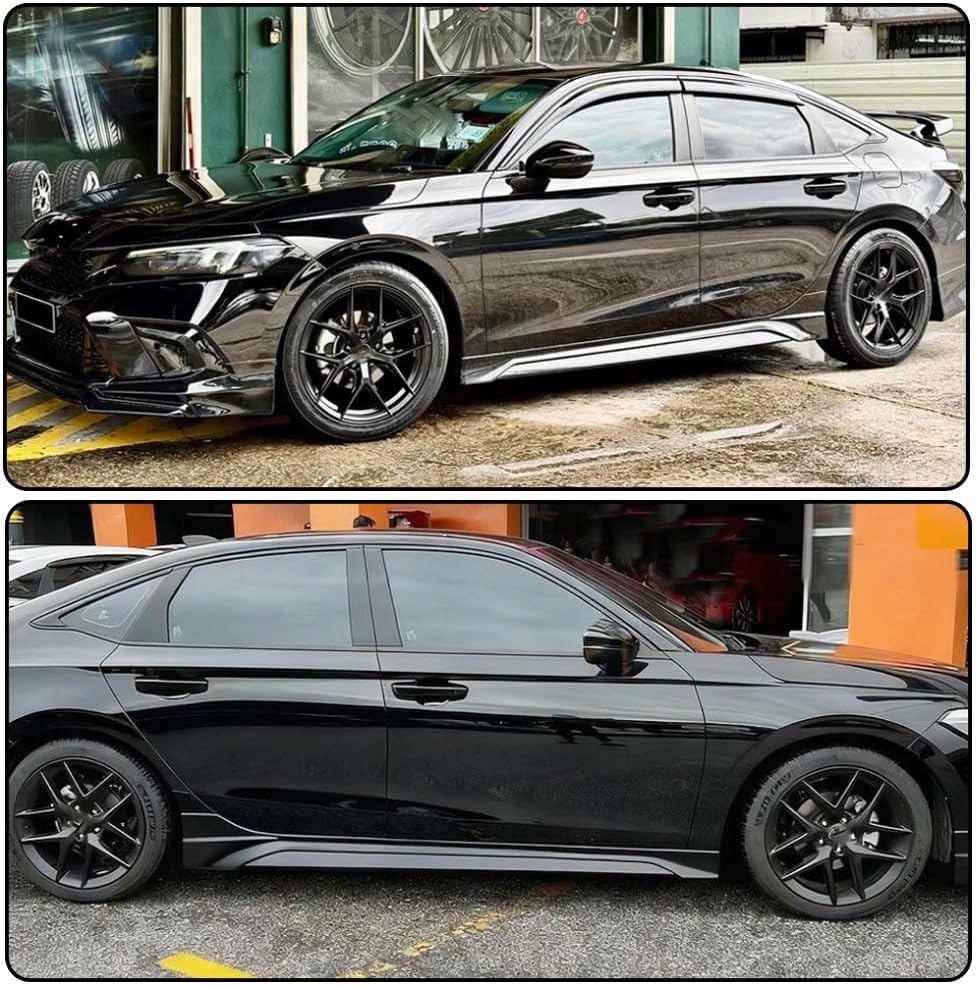 MCARCAR KIT Gloss Black Side Skirts fits for Honda Civic Sedan & Hatchback 2022-2025 PP Polypropylene Under Door Rocker Panels Guard Valance Extension Lip Factory Outlet