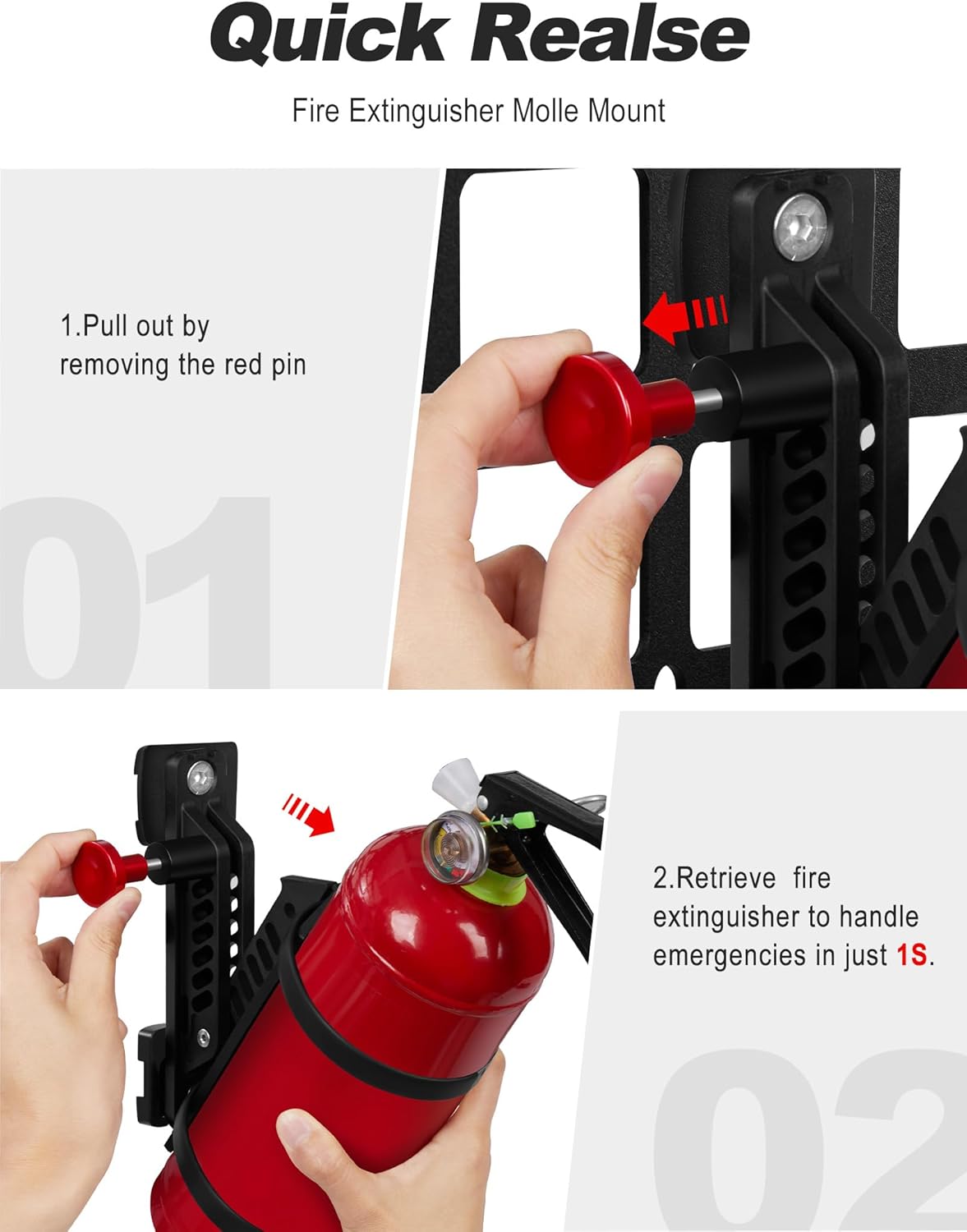 Tool Mount and MOLLE Panel Fire Extinguisher Mount Fit 1-2inch Tactical Slots