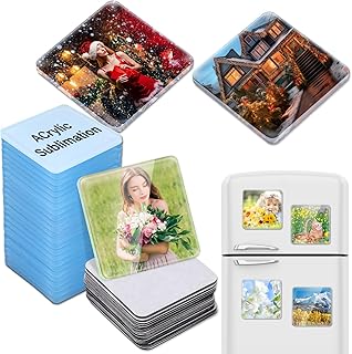 Xuhal 60 Pcs Sublimation Acrylic Fridge Magnet Bulk Personalized Refrigerator Sublimation Blank Include 30 Rectangle Acrylic Blank 30 Fridge Magnet for Office Kitchen Microwave Car DIY Decor